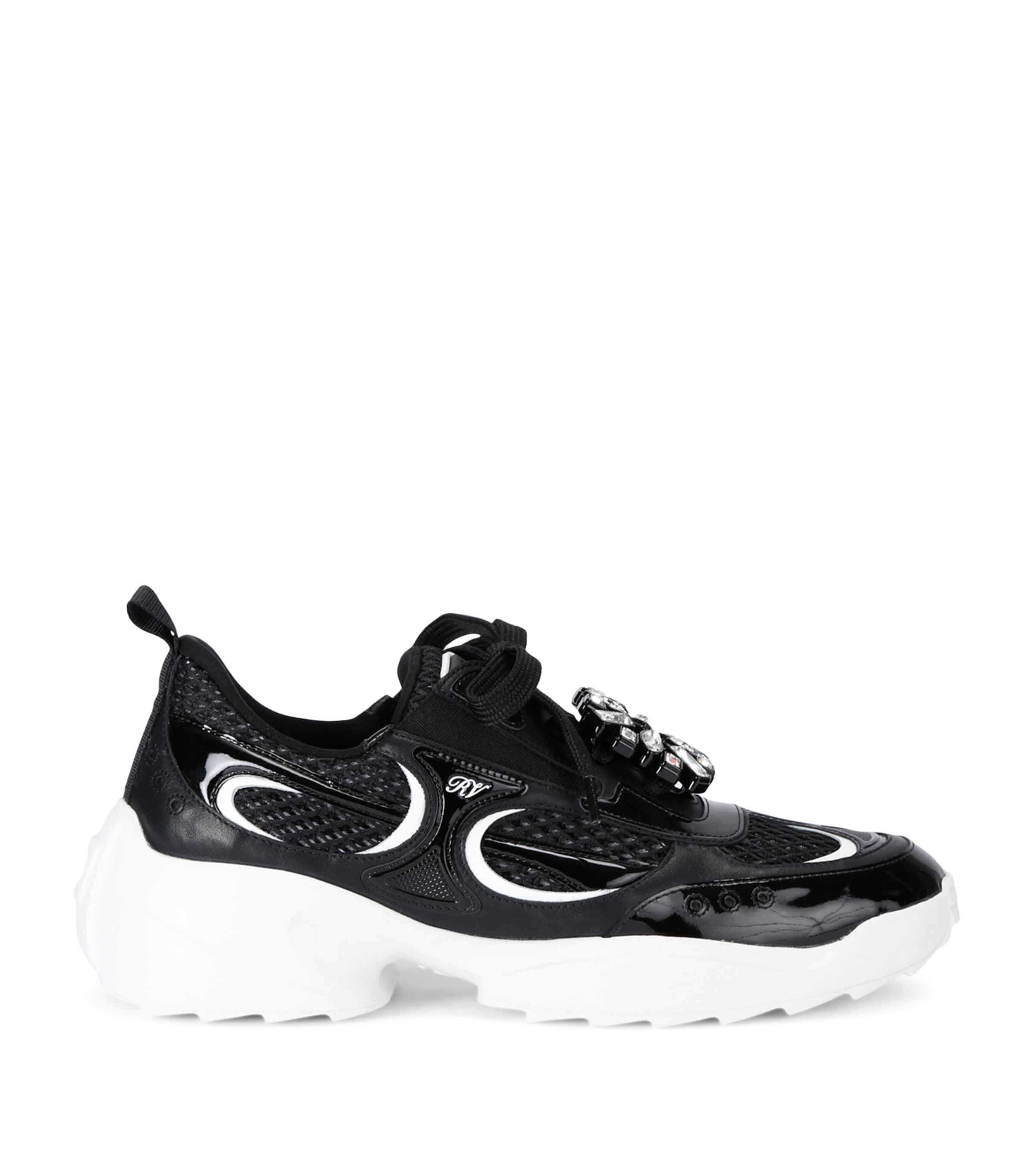 Roger Vivier Viv' On The Run Sneakers In Patent Leather And Fabric