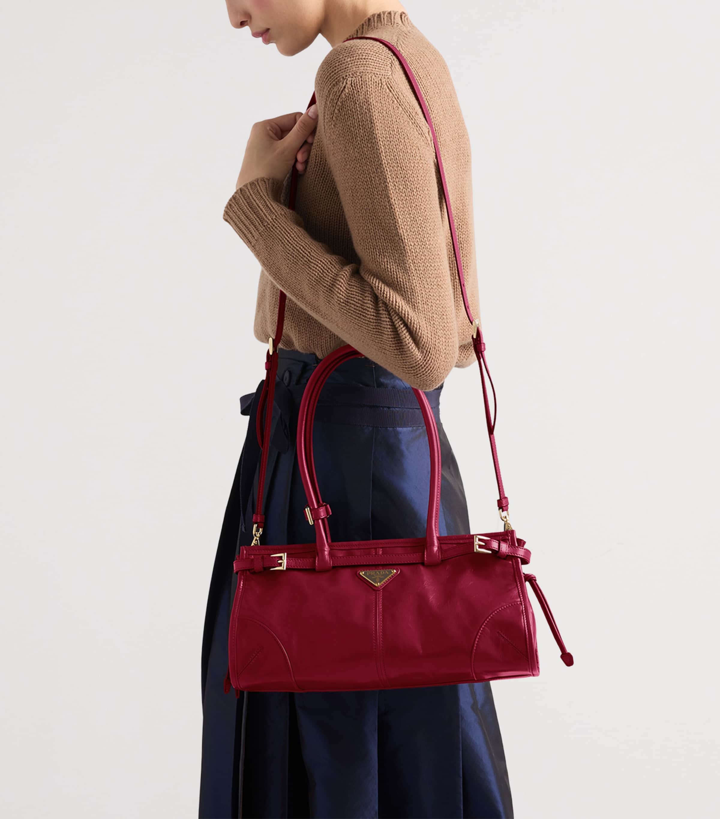 Prada Medium Leather Bonnie Shoulder Bag Red Image 2