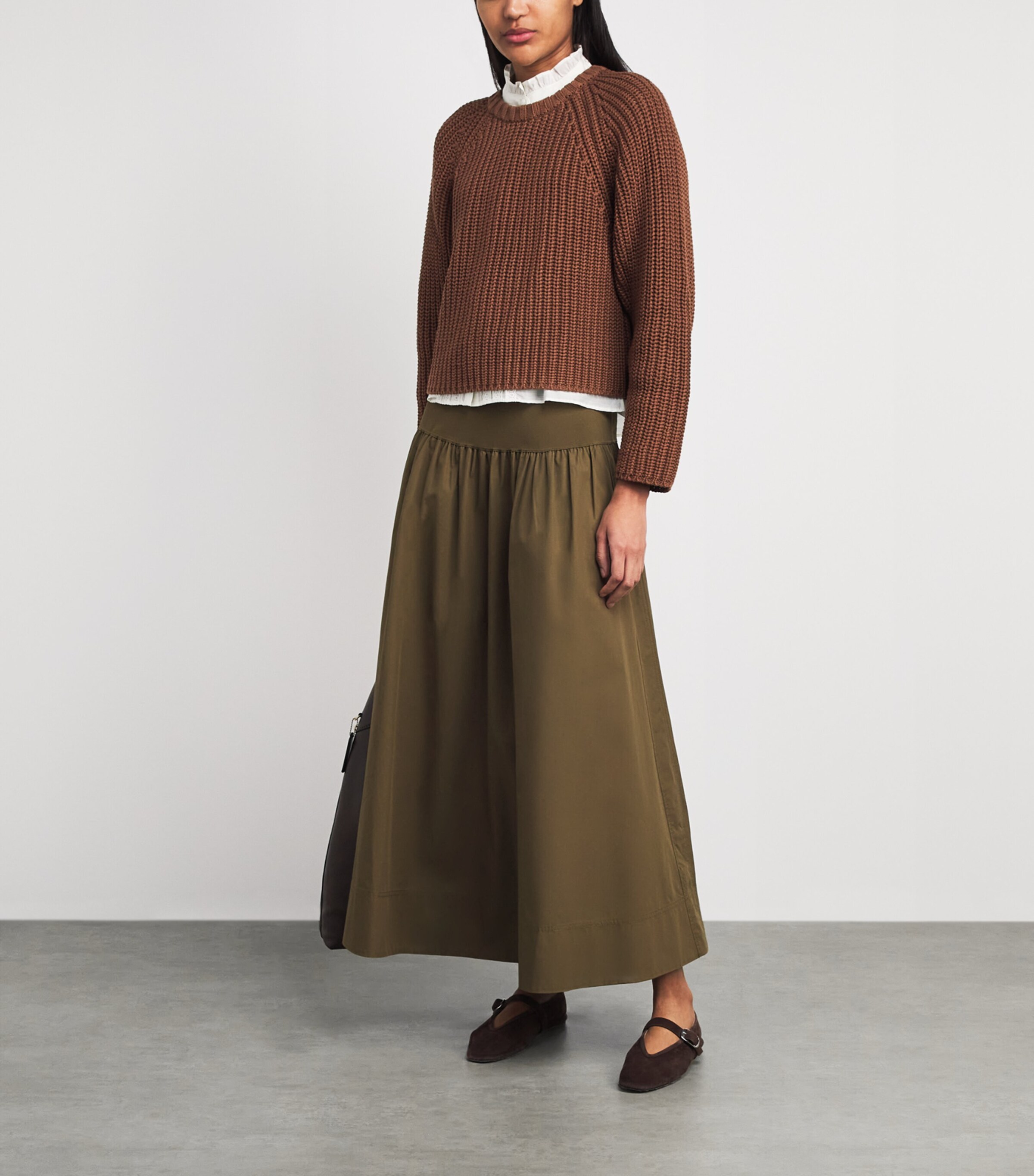 ME+EM Womens Organic Cotton Weekend Sweater Walnut Brown Image 2