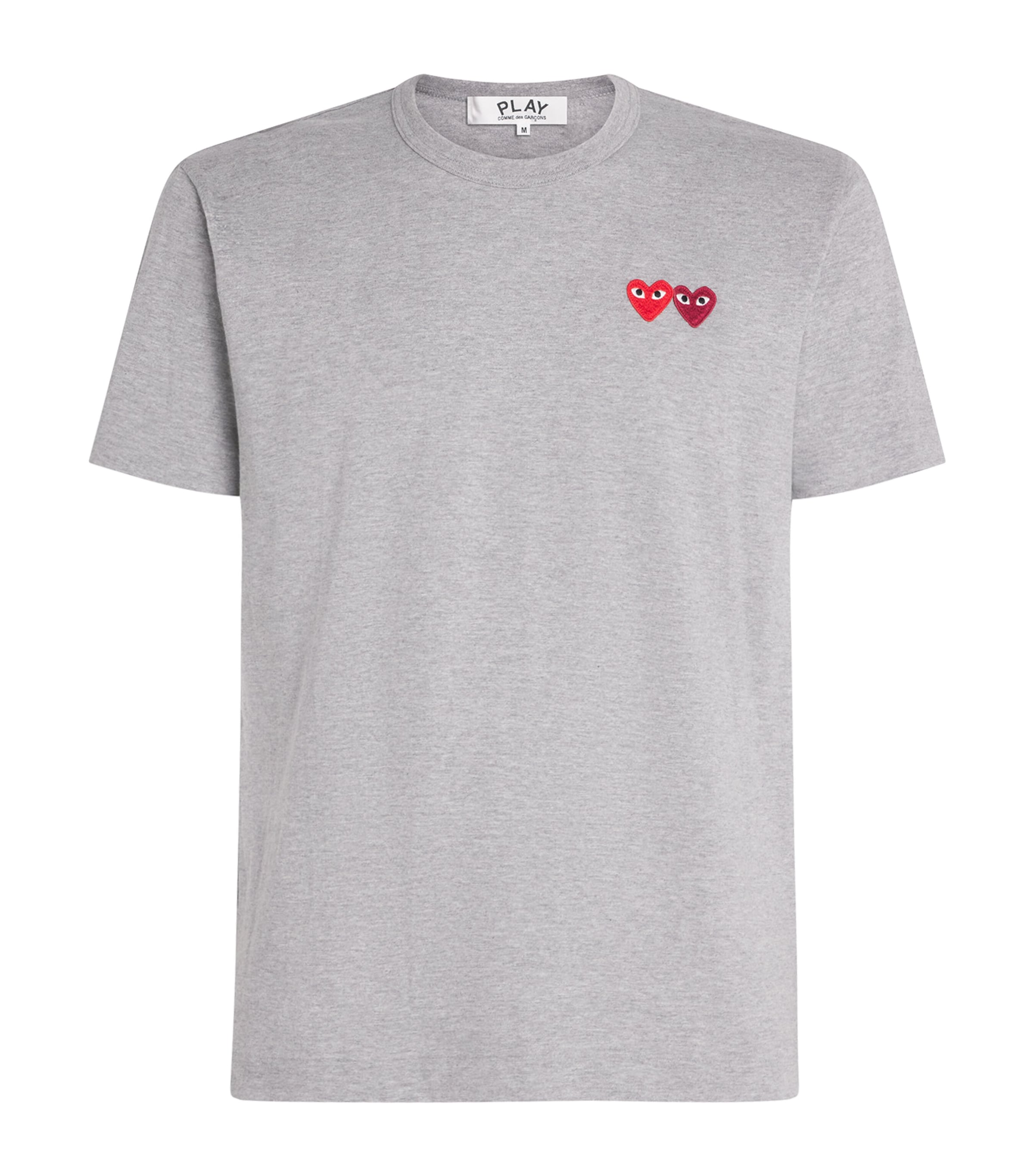Embroidered Double-Heart T-Shirt 3 - GREY Image 1
