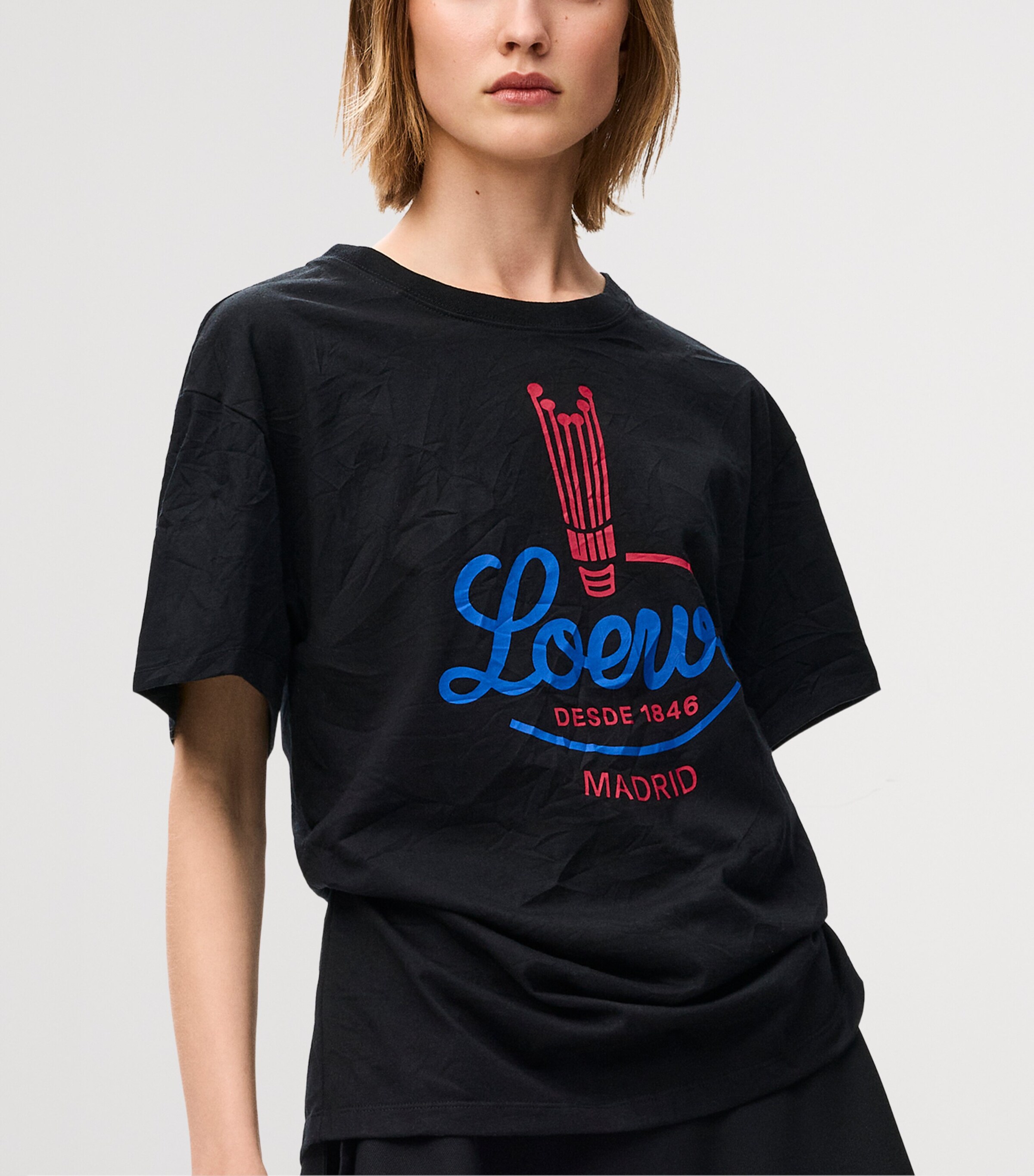 LOEWE Womens Cotton Graphic Logo T-Shirt Black Image 3
