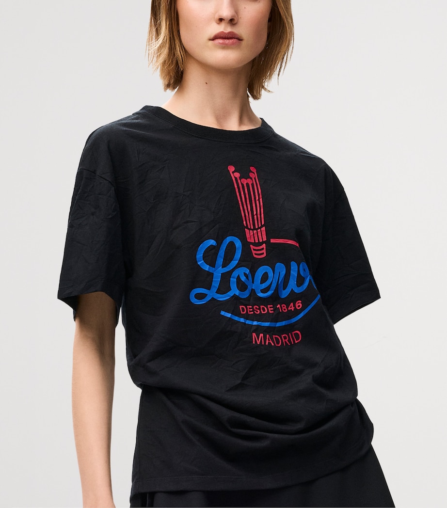 LOEWE Womens Cotton Graphic Logo T-Shirt Black Image 3