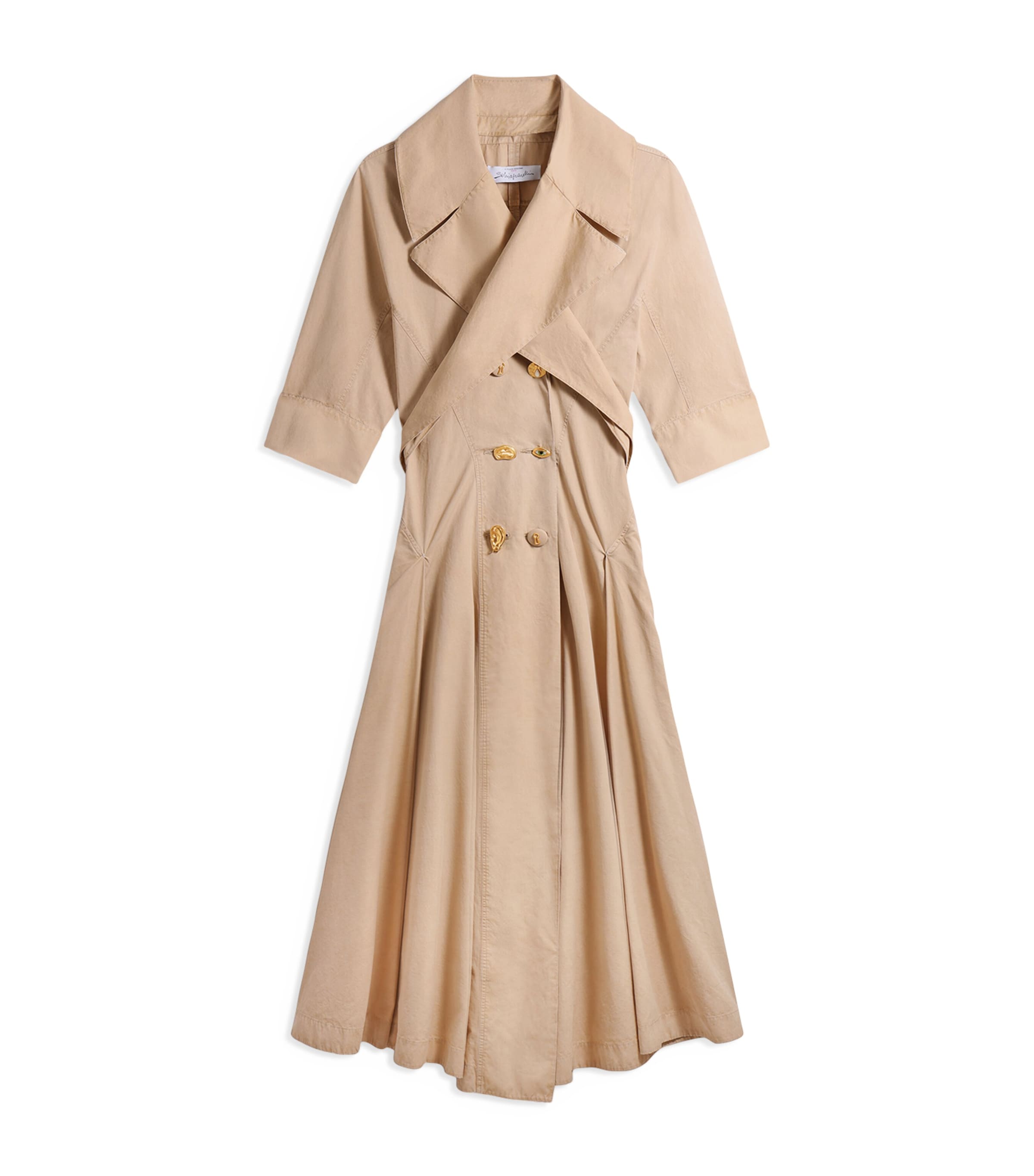 Schiaparelli Womens Crossover Collar Midi Dress Camel Image 1