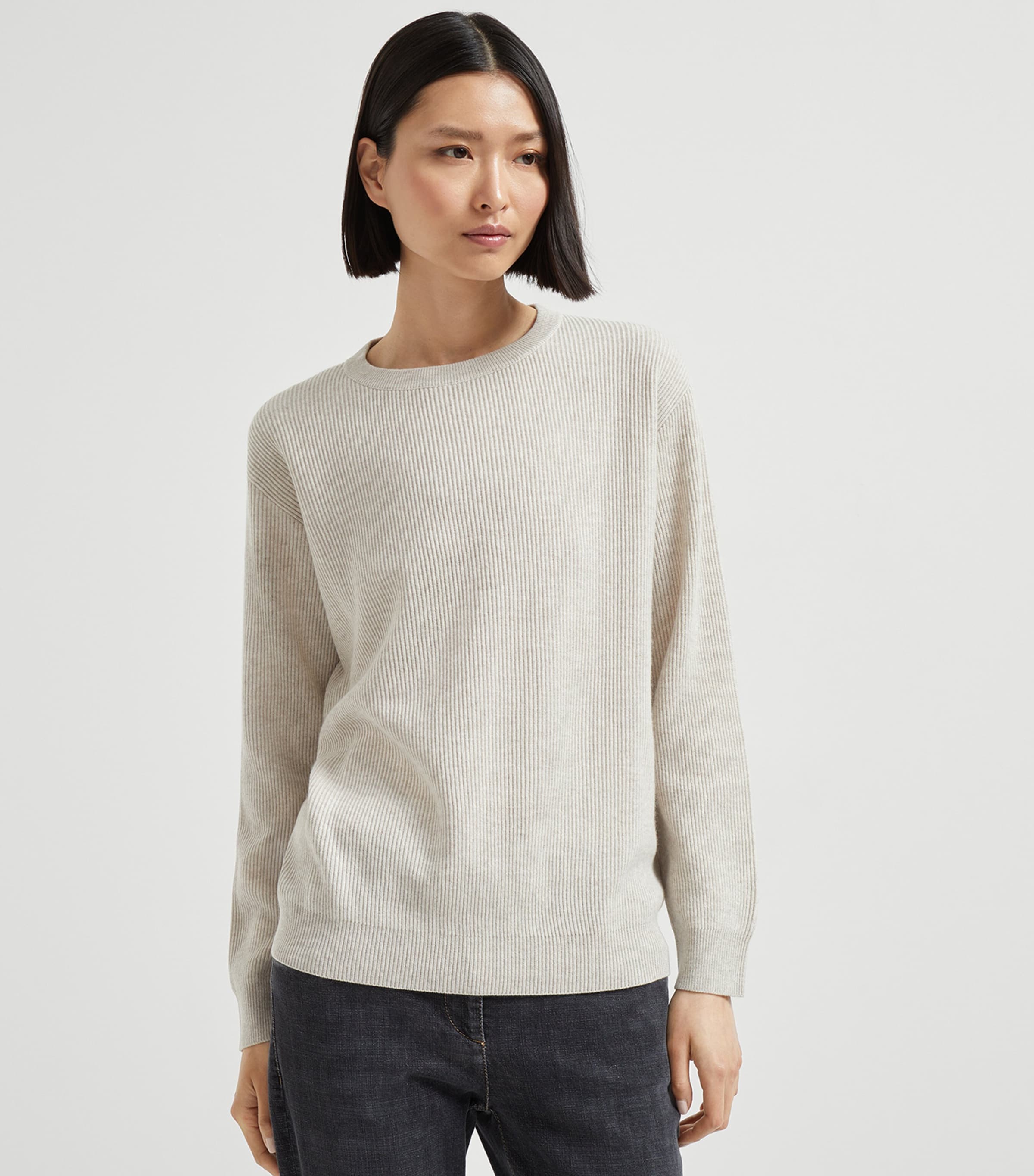 Brunello Cucinelli Womens Cashmere English Rib Knit Sweater Image 2