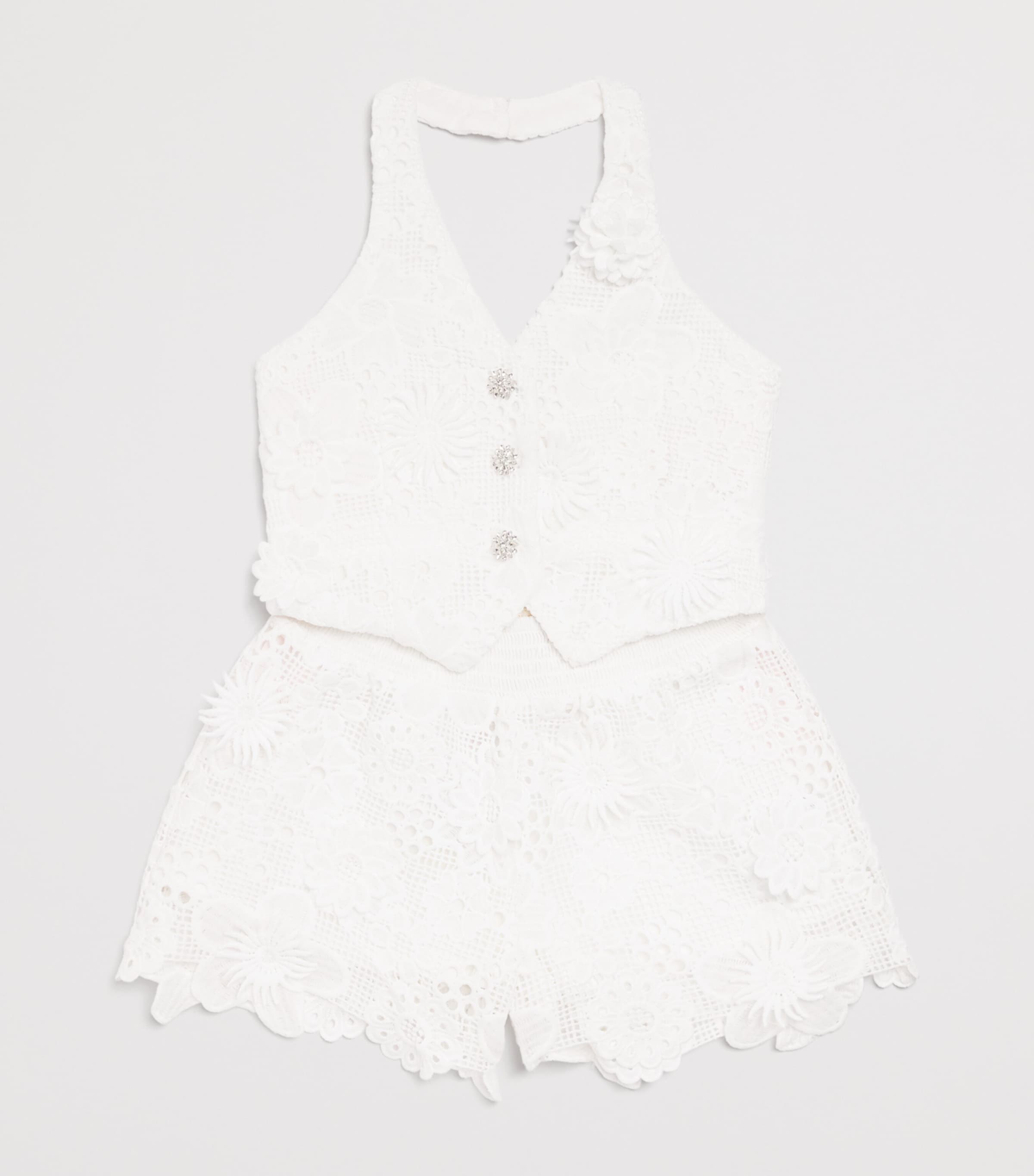 Crocheted Lucinda Halterneck Top (2-16 Years) IVORY Image 3