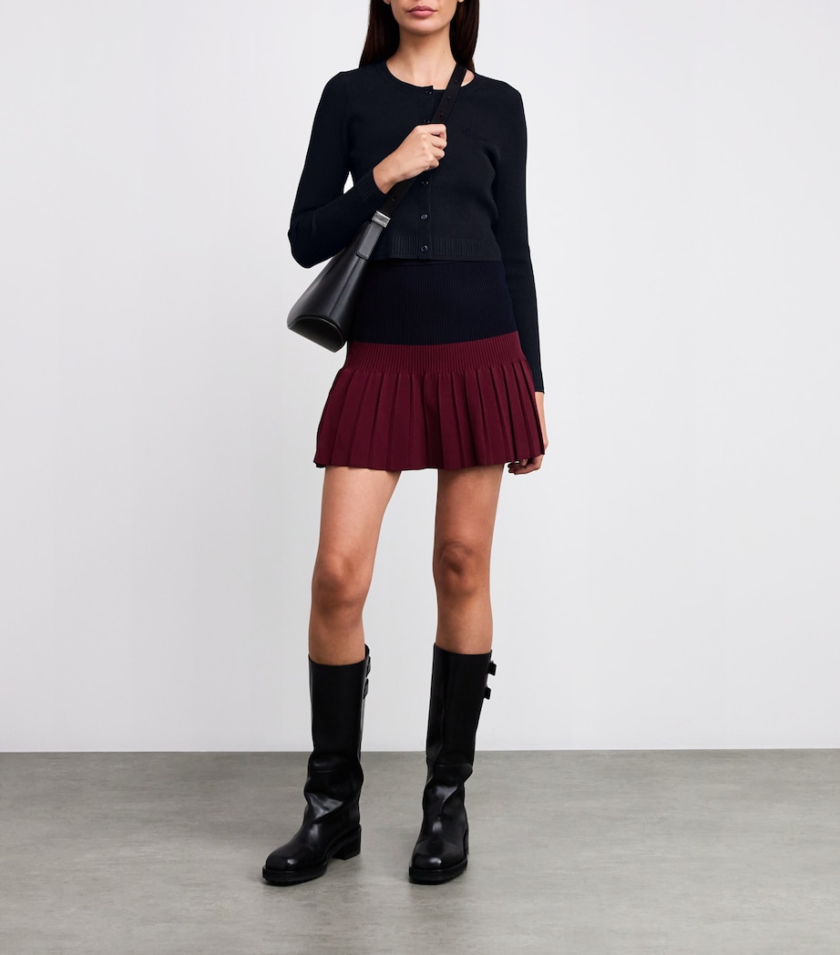 Rib-Knit Cropped Cardigan NAVY BLUE Image 2