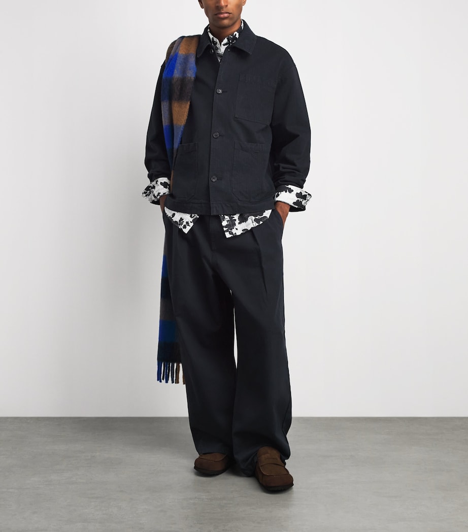 JW Anderson Mens Cotton Pleated Trousers Black Image 2