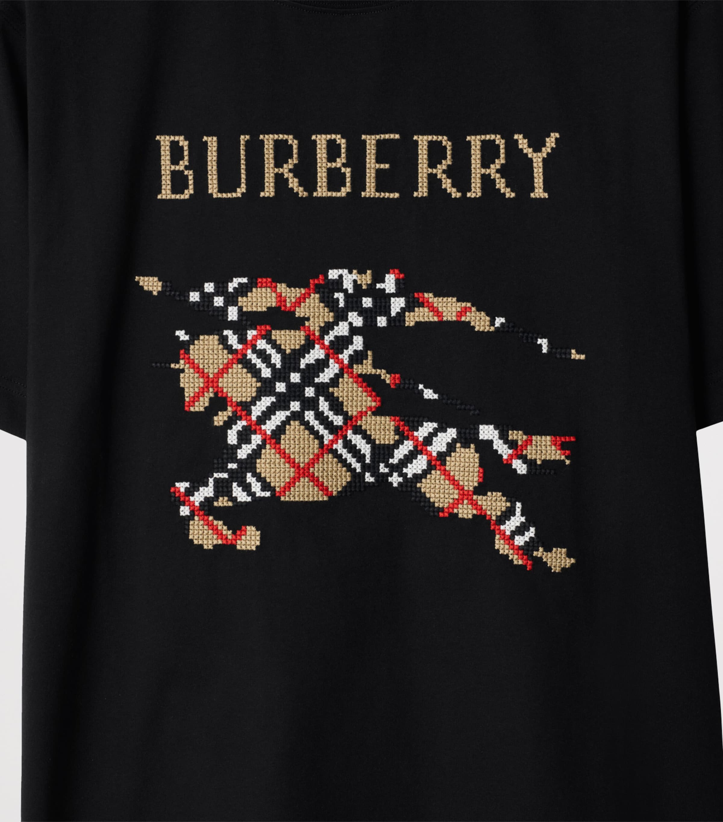 Burberry Check Ekd-print T-shirt In Black