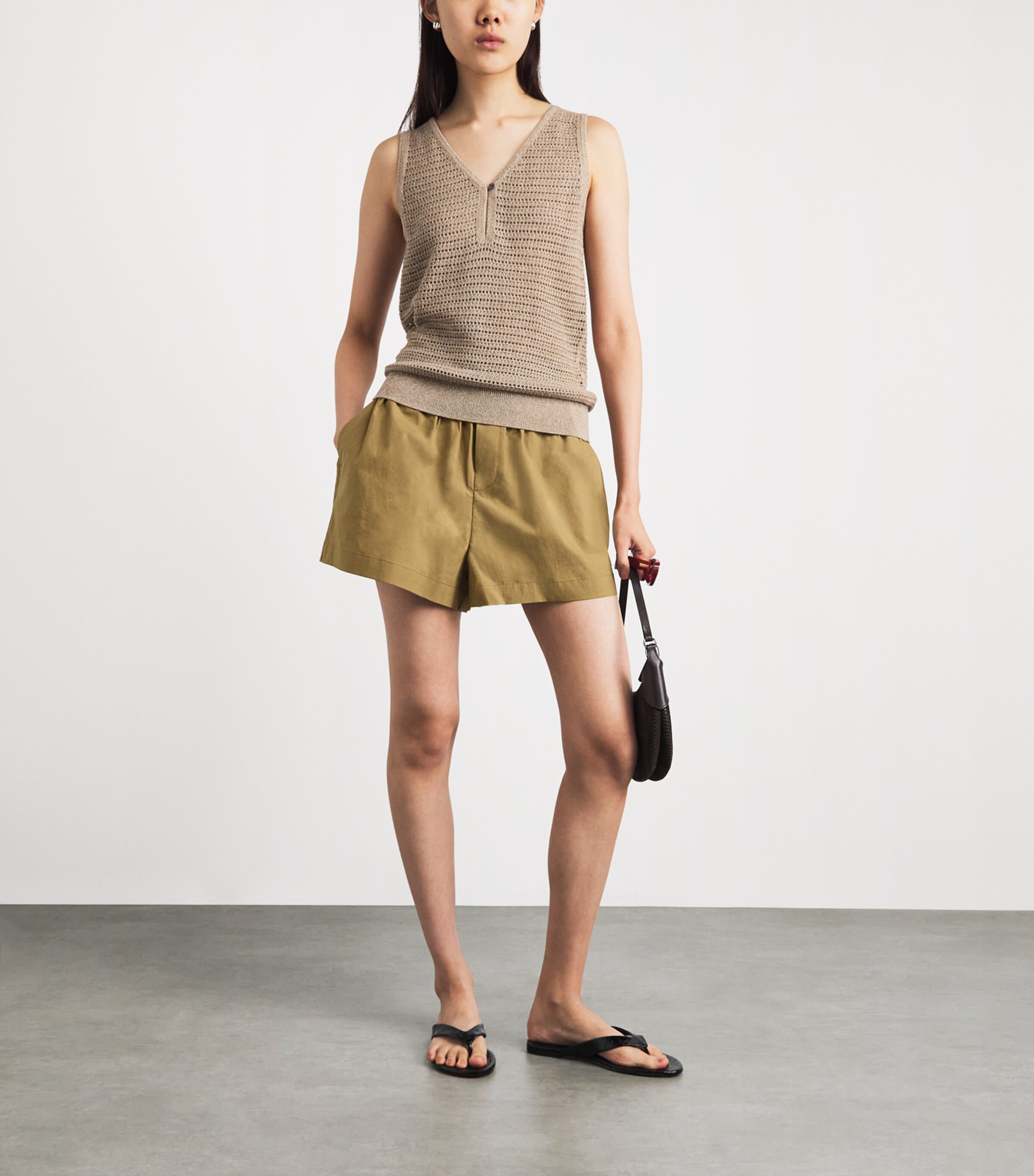 Varley Womens Cotton Morales Shorts Golden Olive Image 2