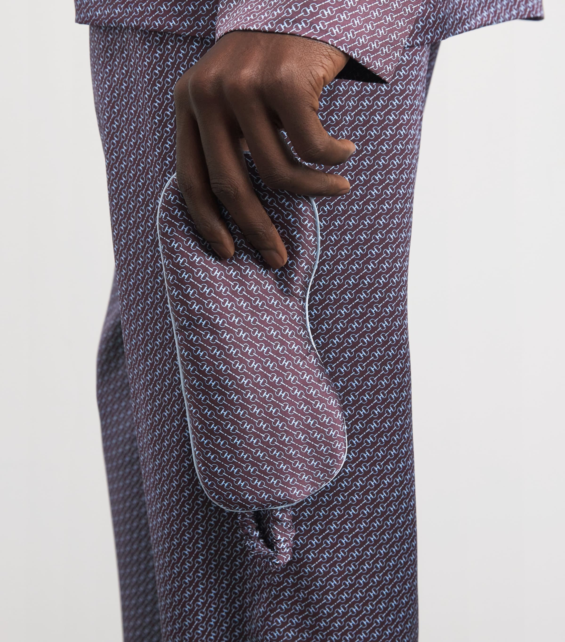 Silk Snaffle Print Sleep Mask BURGUNDY Image 2