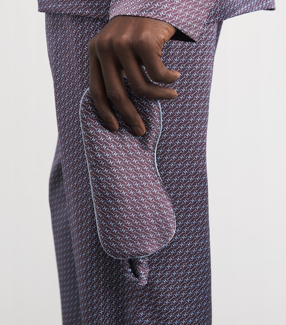 Silk Snaffle Print Sleep Mask BURGUNDY Image 2