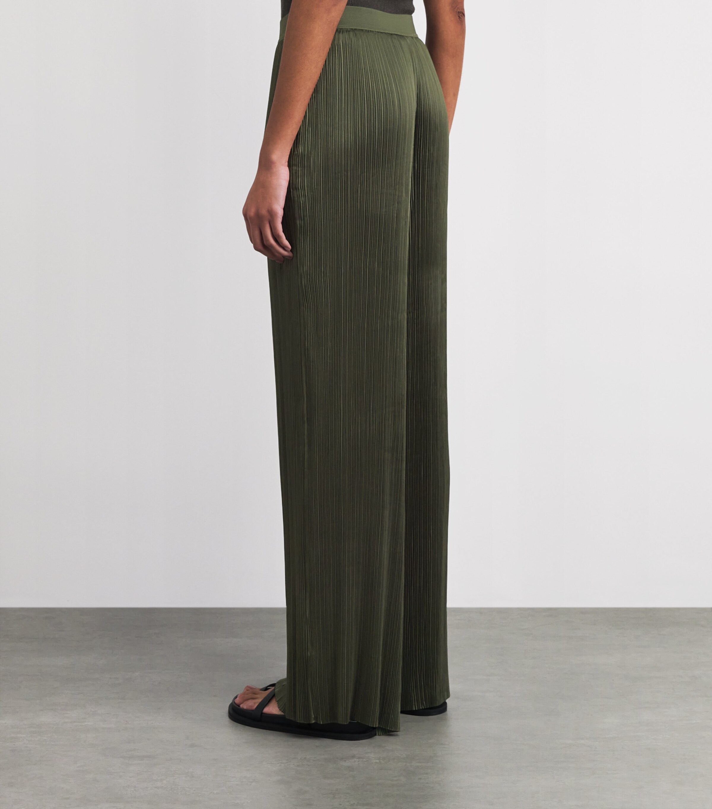 Joseph Womens Satin Amber Wide-Leg Trousers Palm Leaf Image 5