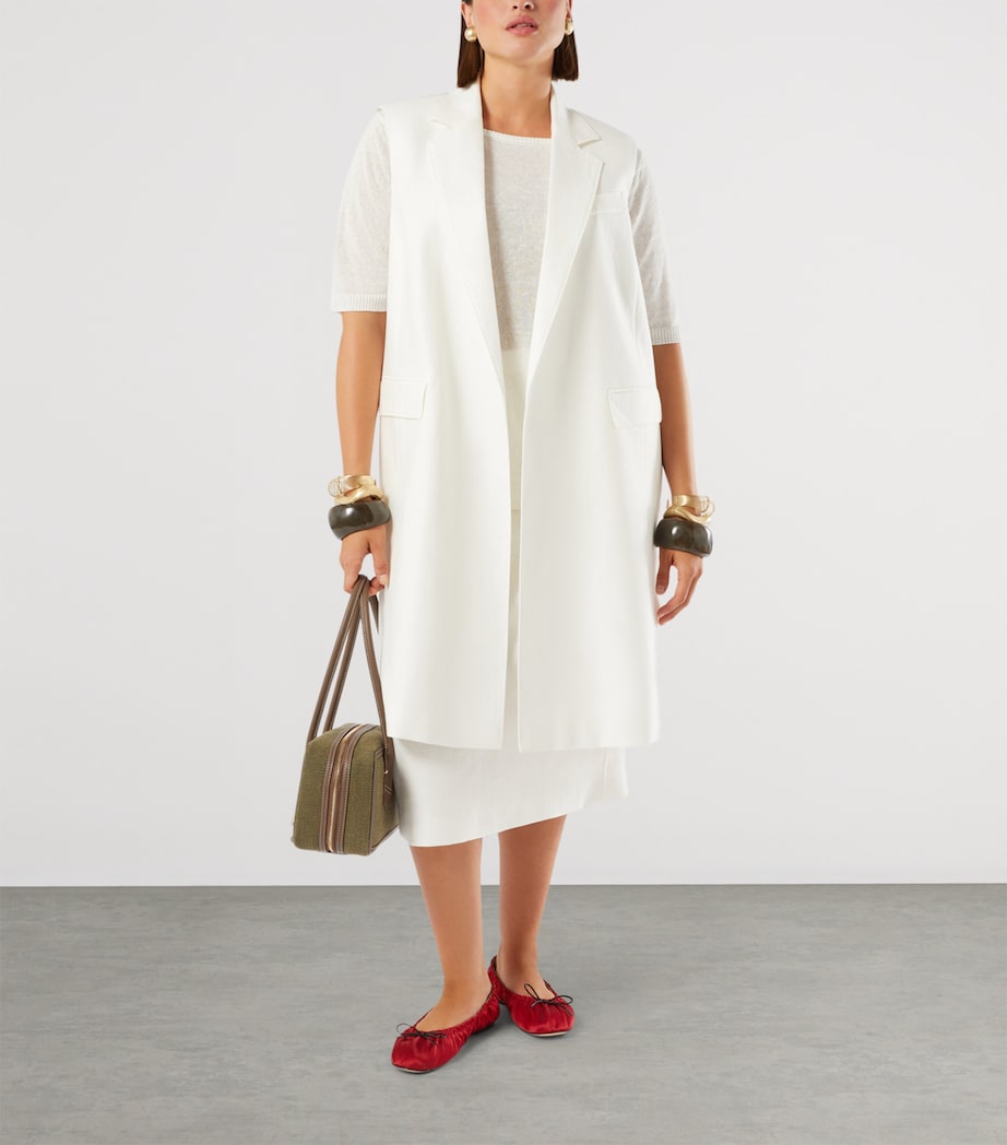 Marina Rinaldi Womens Linen-Blend T-Shirt Optical White Image 2