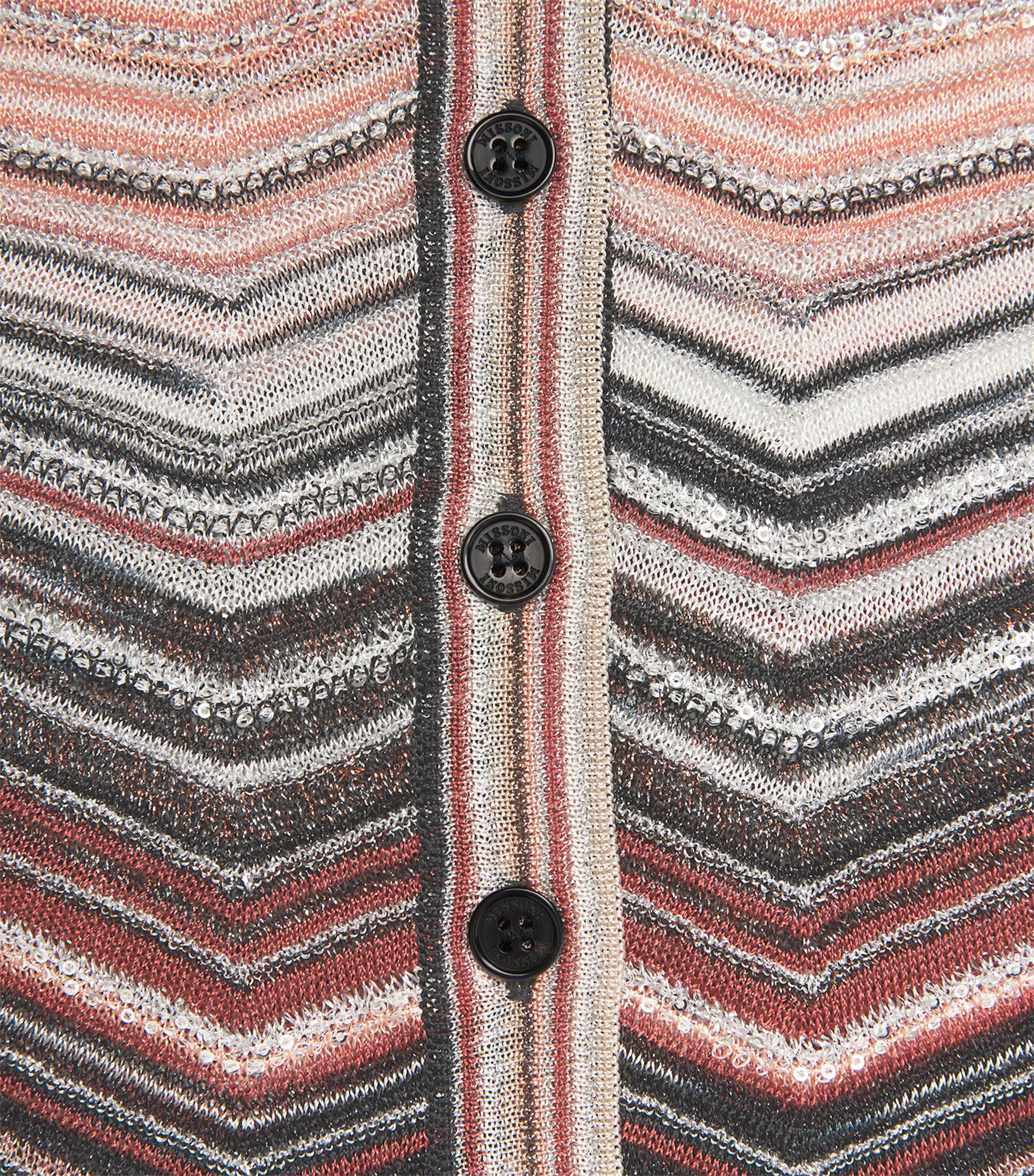 Embellished Zigzag Cardigan SM9ZV RED/BEIGE TONE Image 5