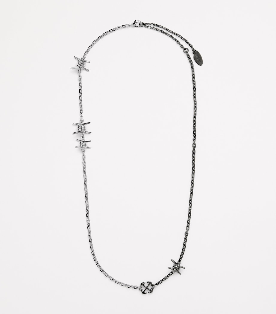 Two-Tone Barbed Wire Necklace SILVER - BLACK Image 3