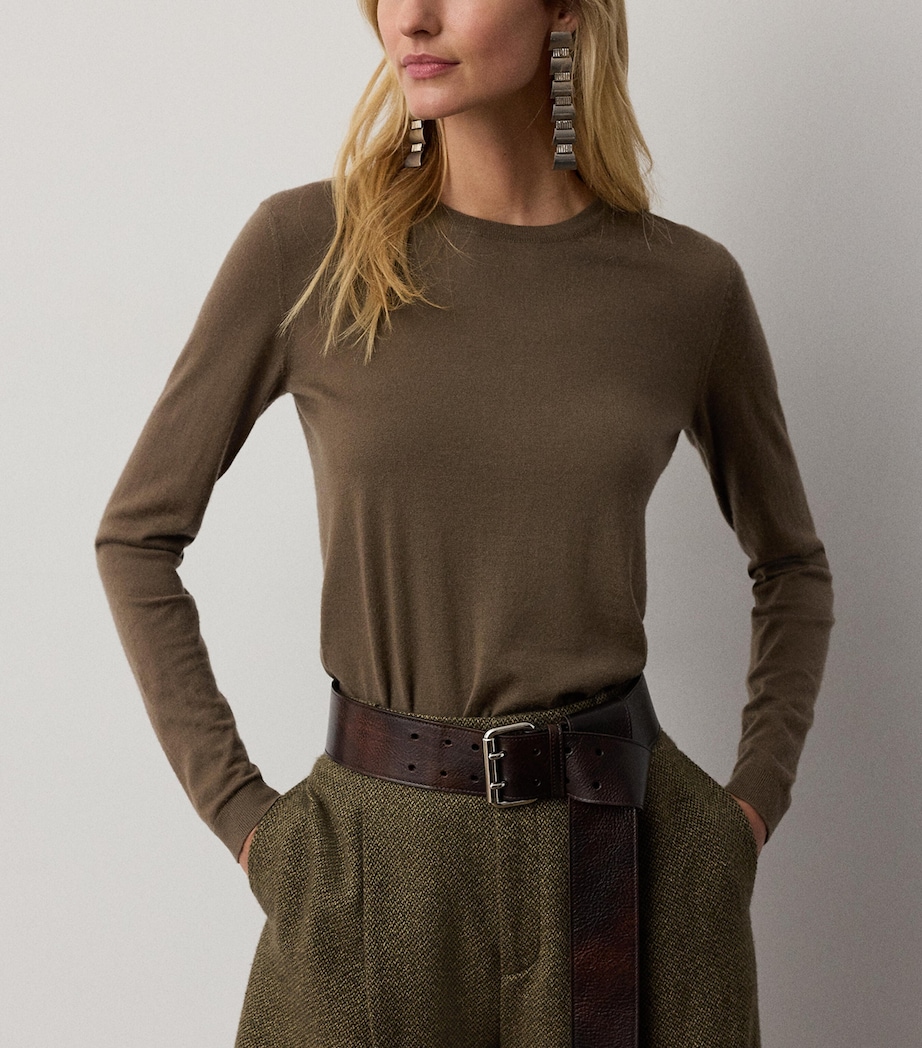 Ralph Lauren Collection Womens Cashmere Crew-Neck Sweater Portobello Image 3