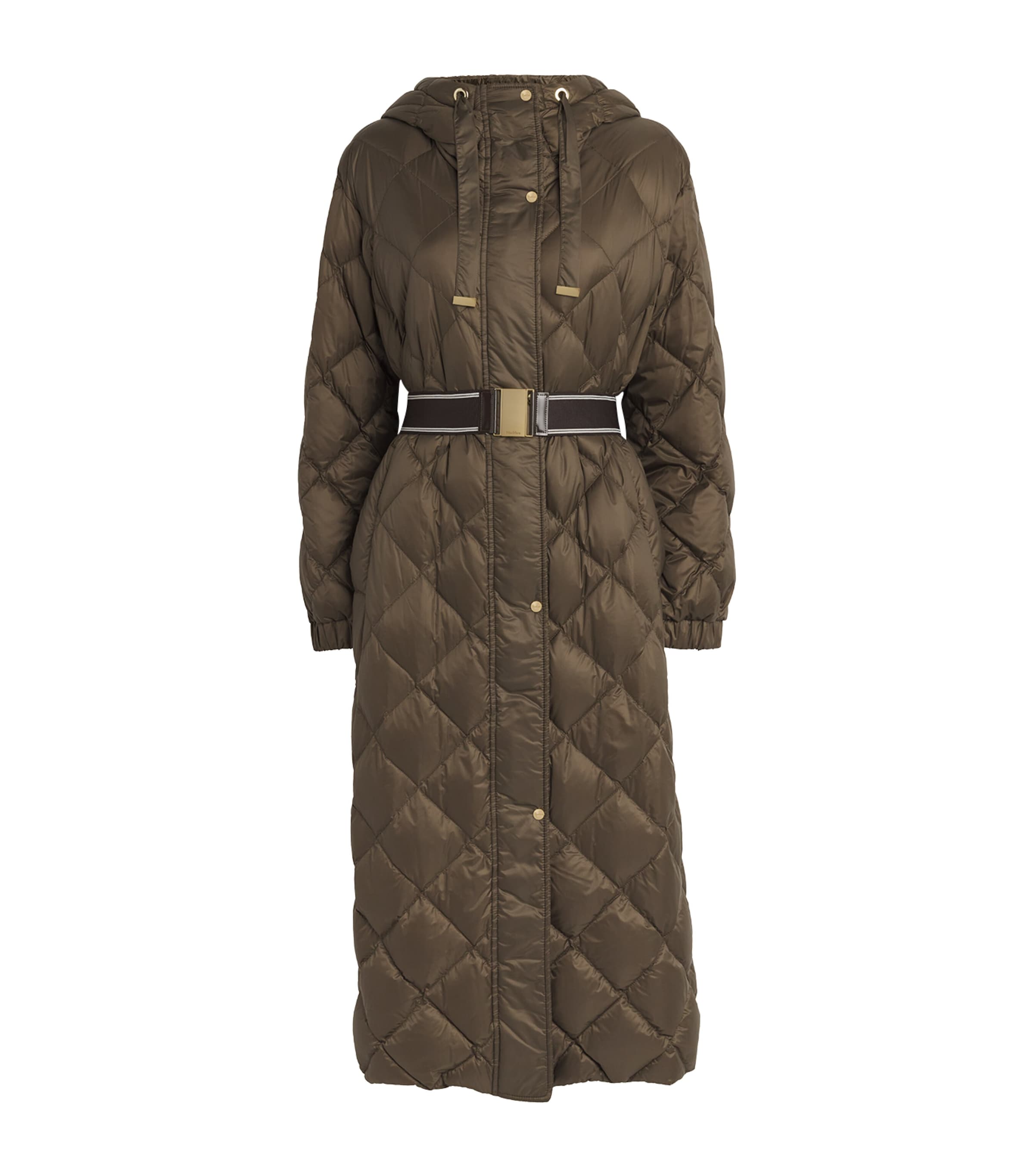 Shop Max Mara Quilted Trefel Coat In Green