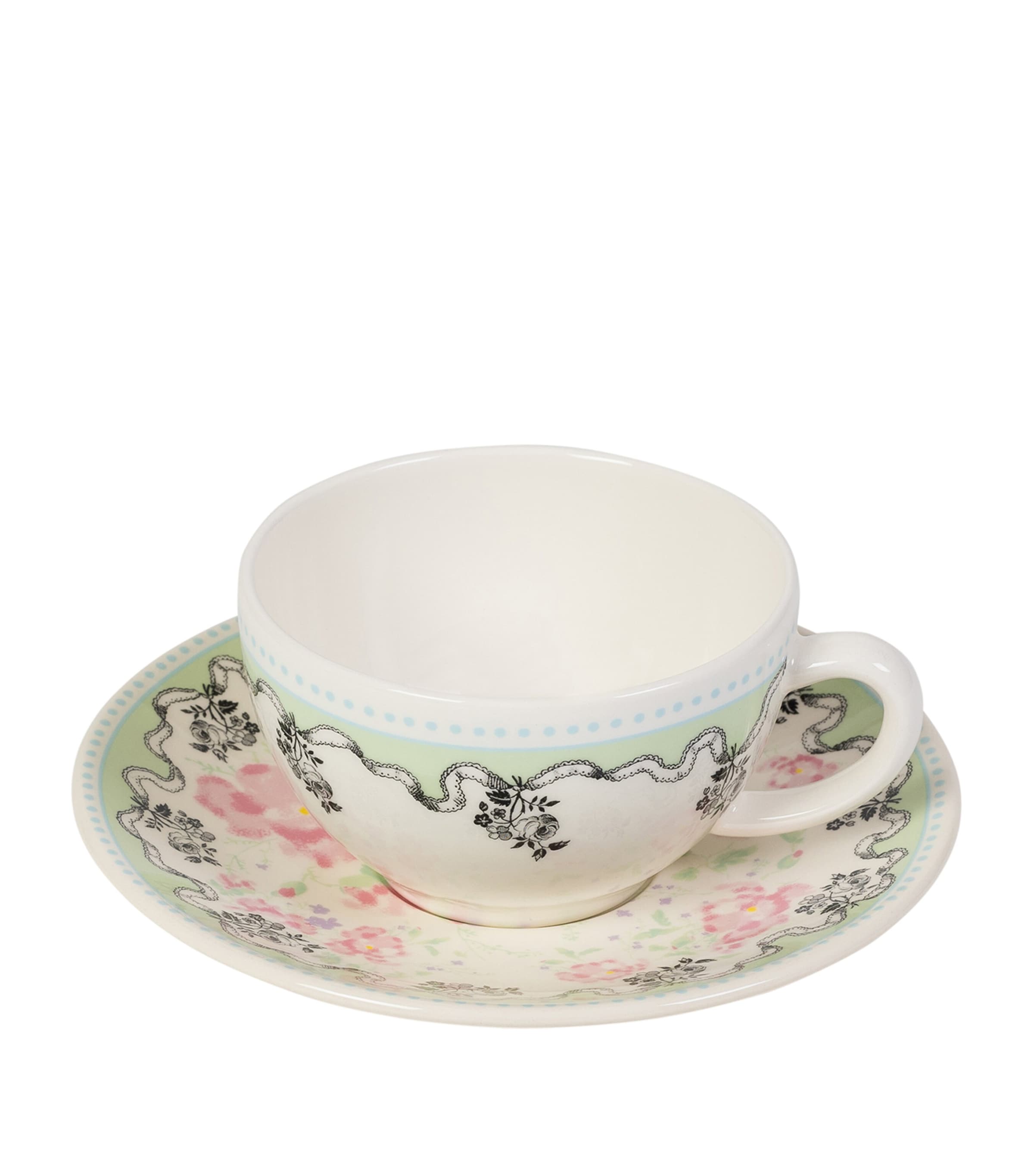 GIEN X LADURÉE SET OF 2 POMPADOUR TEA CUPS AND SAUCERS