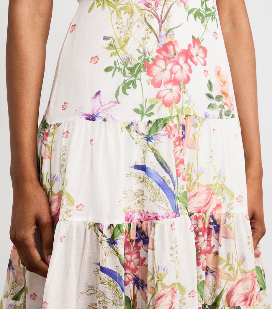 Strapless Danny Midi Dress WHITE BOTANICAL Image 6