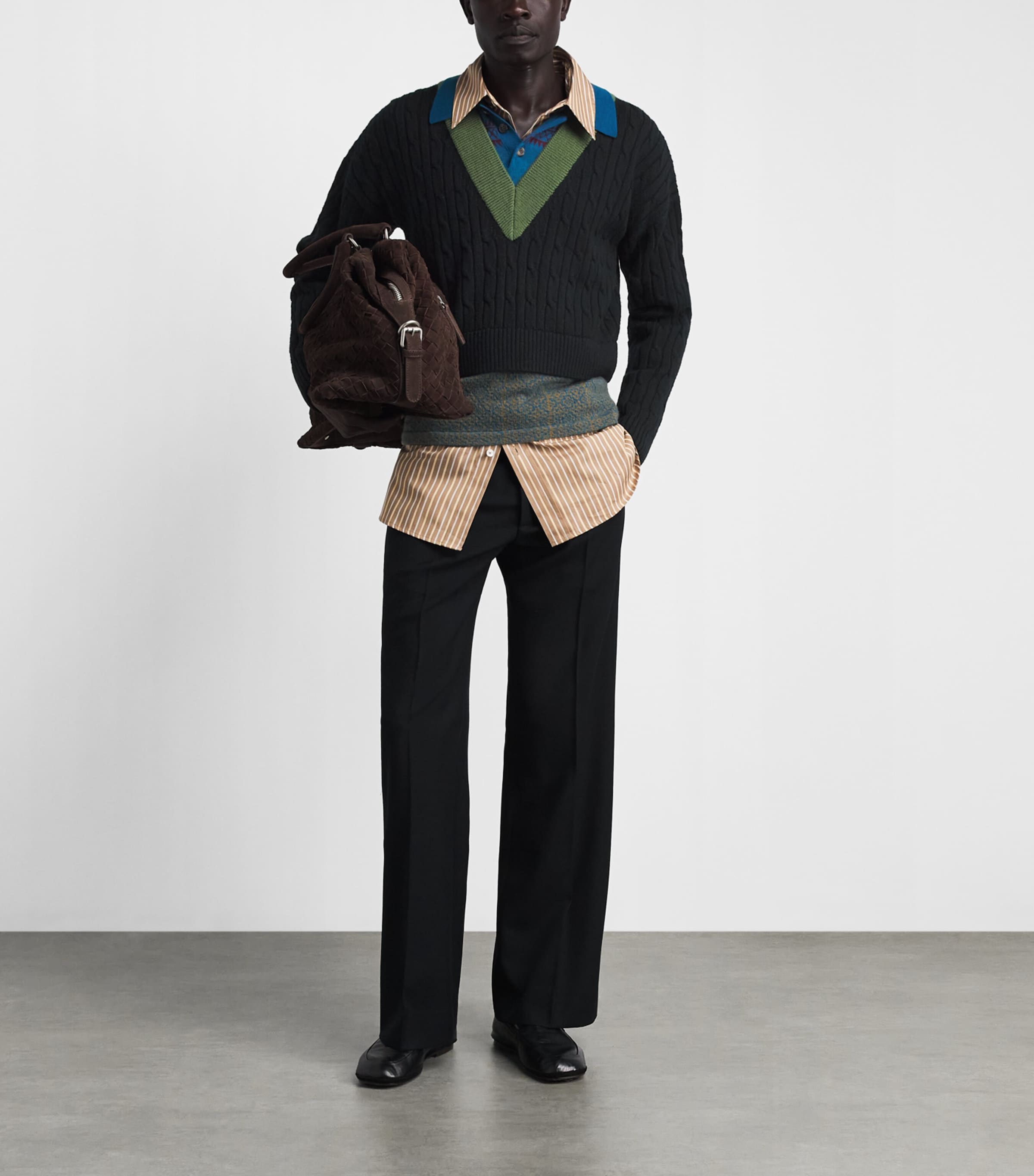 DRIES VAN NOTEN Mens Wool-Cotton Layered Sweater Image 2