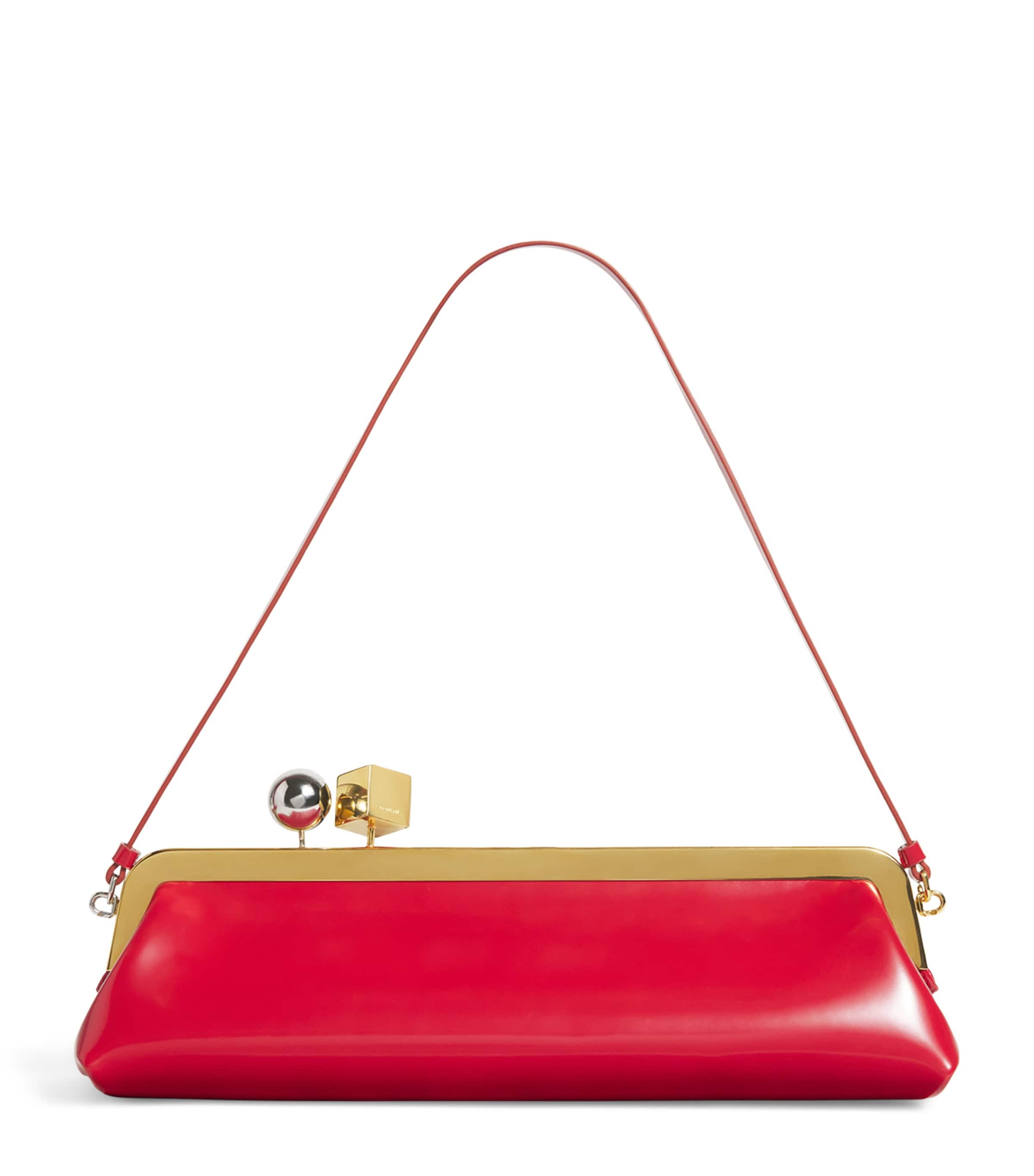 Jacquemus Leather La Pochette Salon Clutch Bag In Red