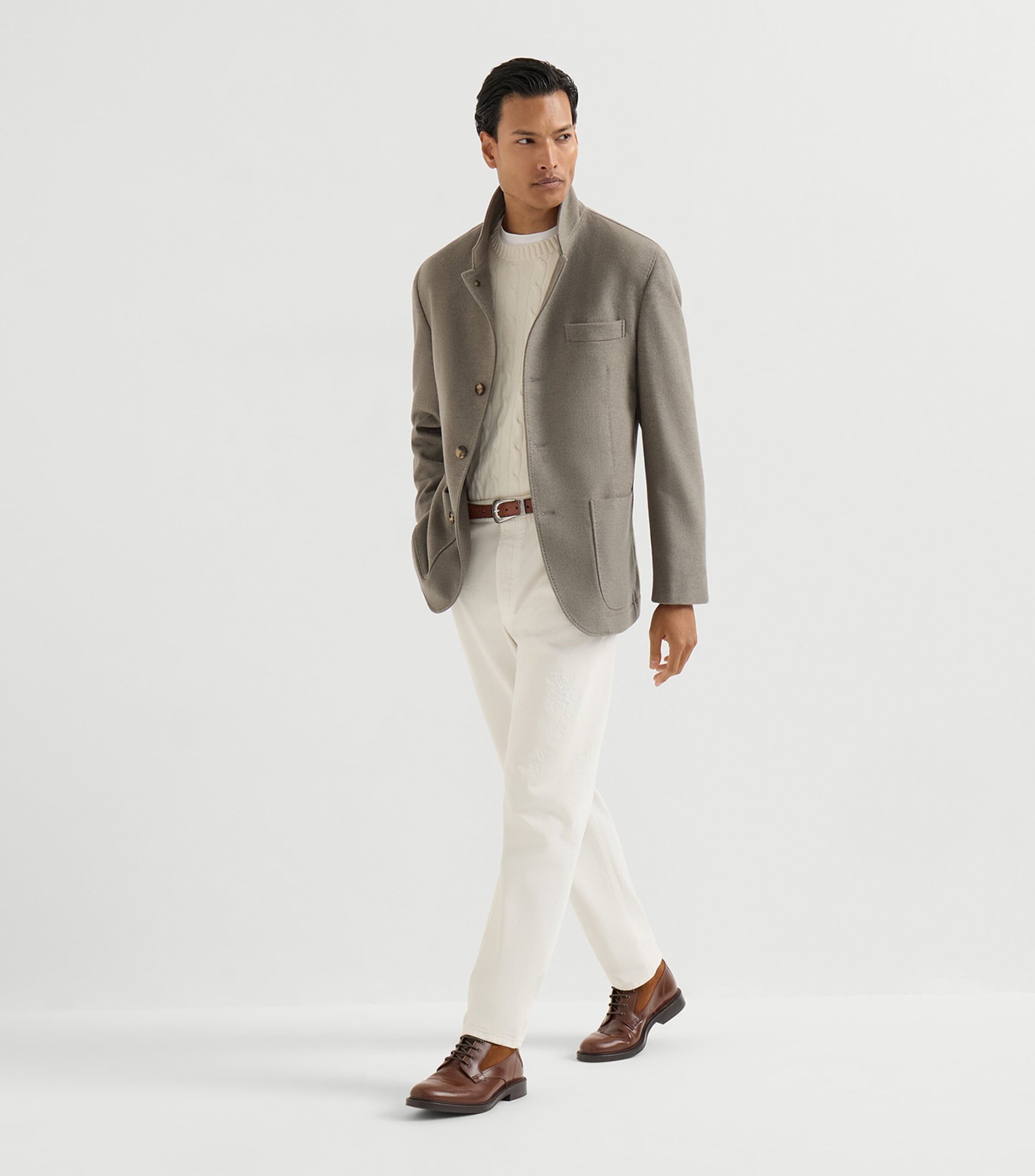 Brunello Cucinelli Mens Cashmere Water-Resistant Coat Dark Green Image 3