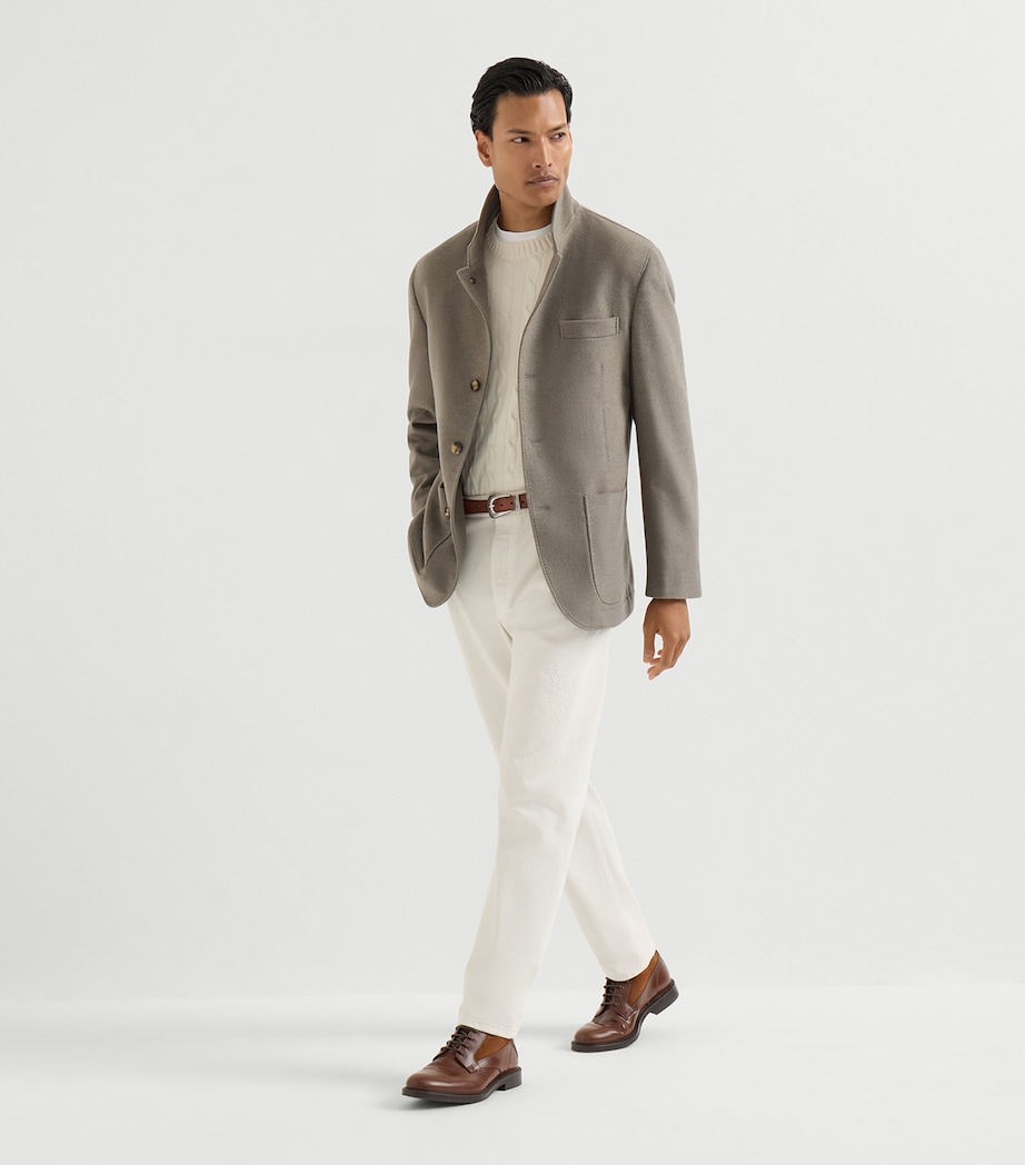 Brunello Cucinelli Mens Cashmere Water-Resistant Coat Dark Green Image 3