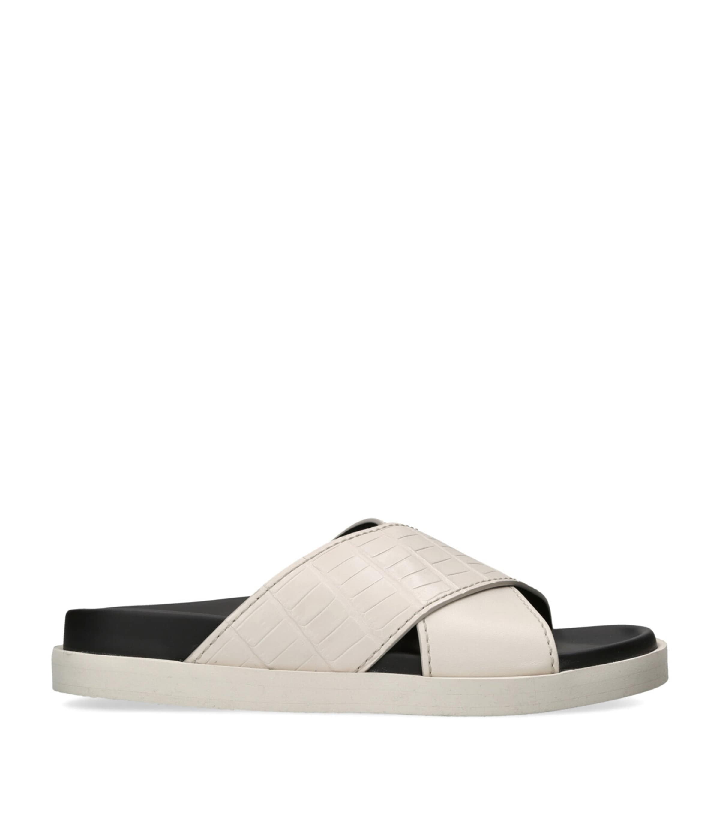 Zegna Crocodile Leather Panarea Slides In White