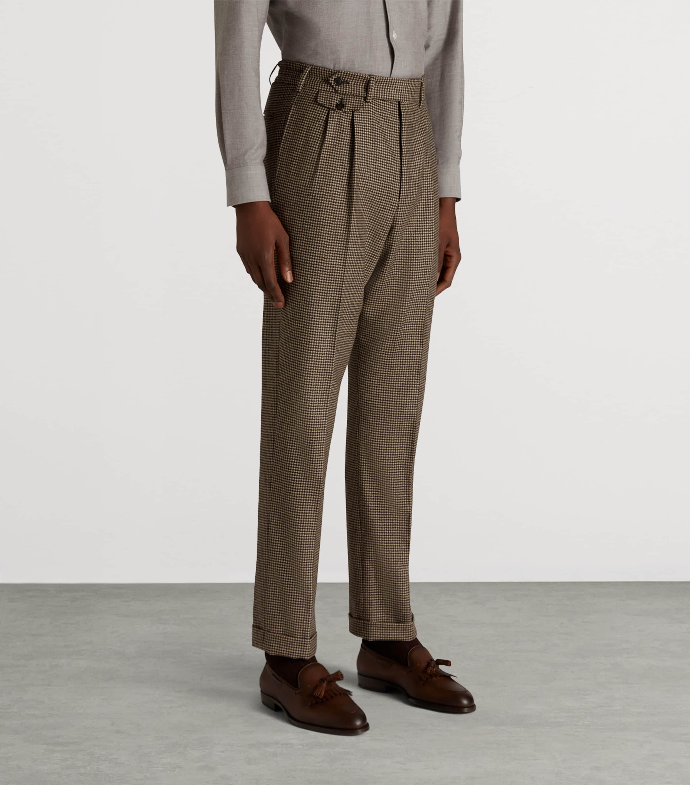 Cashmere Houndstooth Trousers 201BROWN Image 3