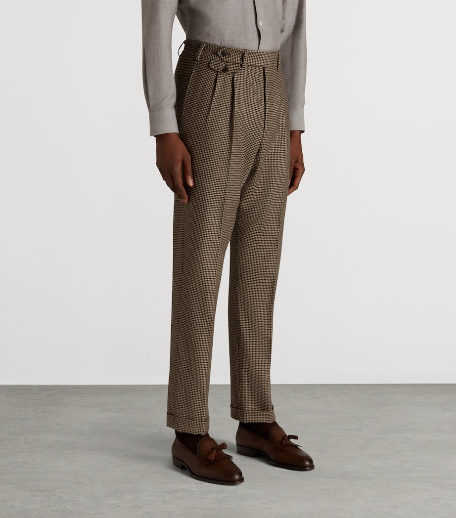 Cashmere Houndstooth Trousers 201BROWN Image 3