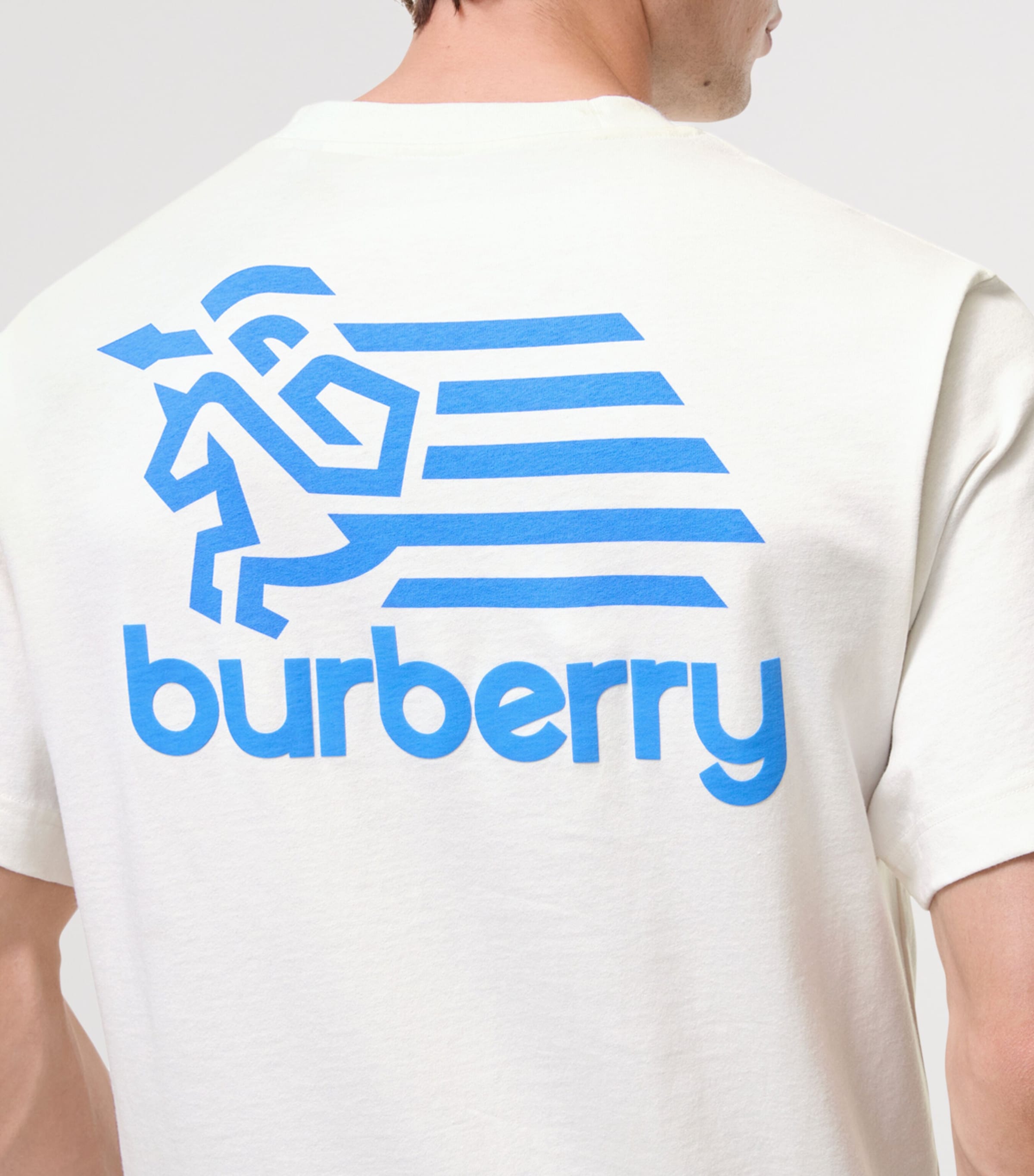 Burberry Mens Cotton Logo Badge T-Shirt Chalk Image 3