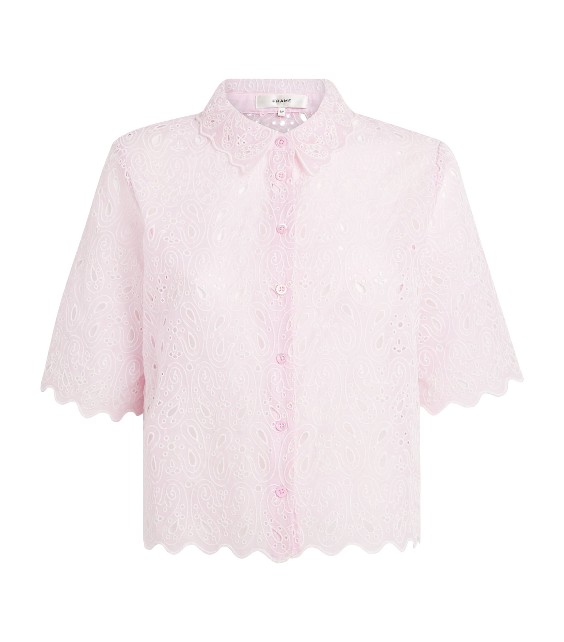 FRAME Womens The Paisley Eyelet Shirt Bubble Gum Image 1