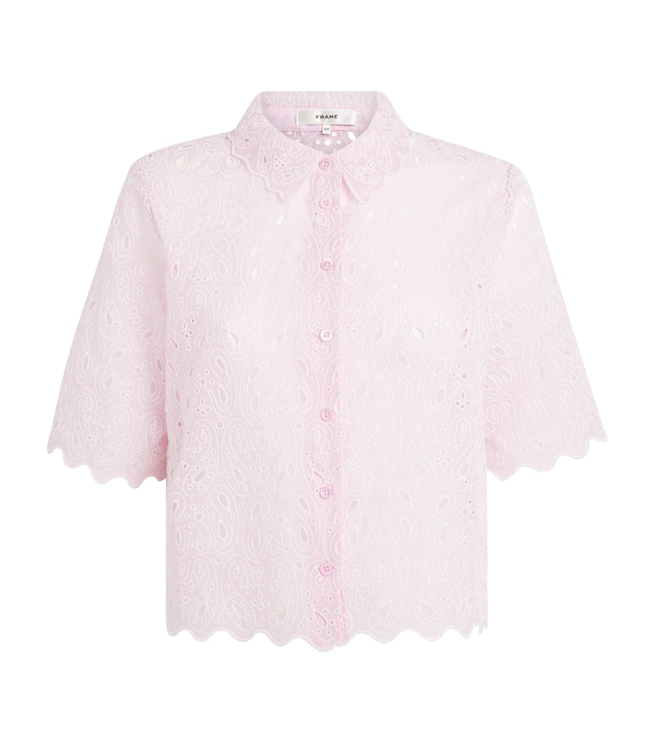 FRAME Womens The Paisley Eyelet Shirt Bubble Gum Image 1