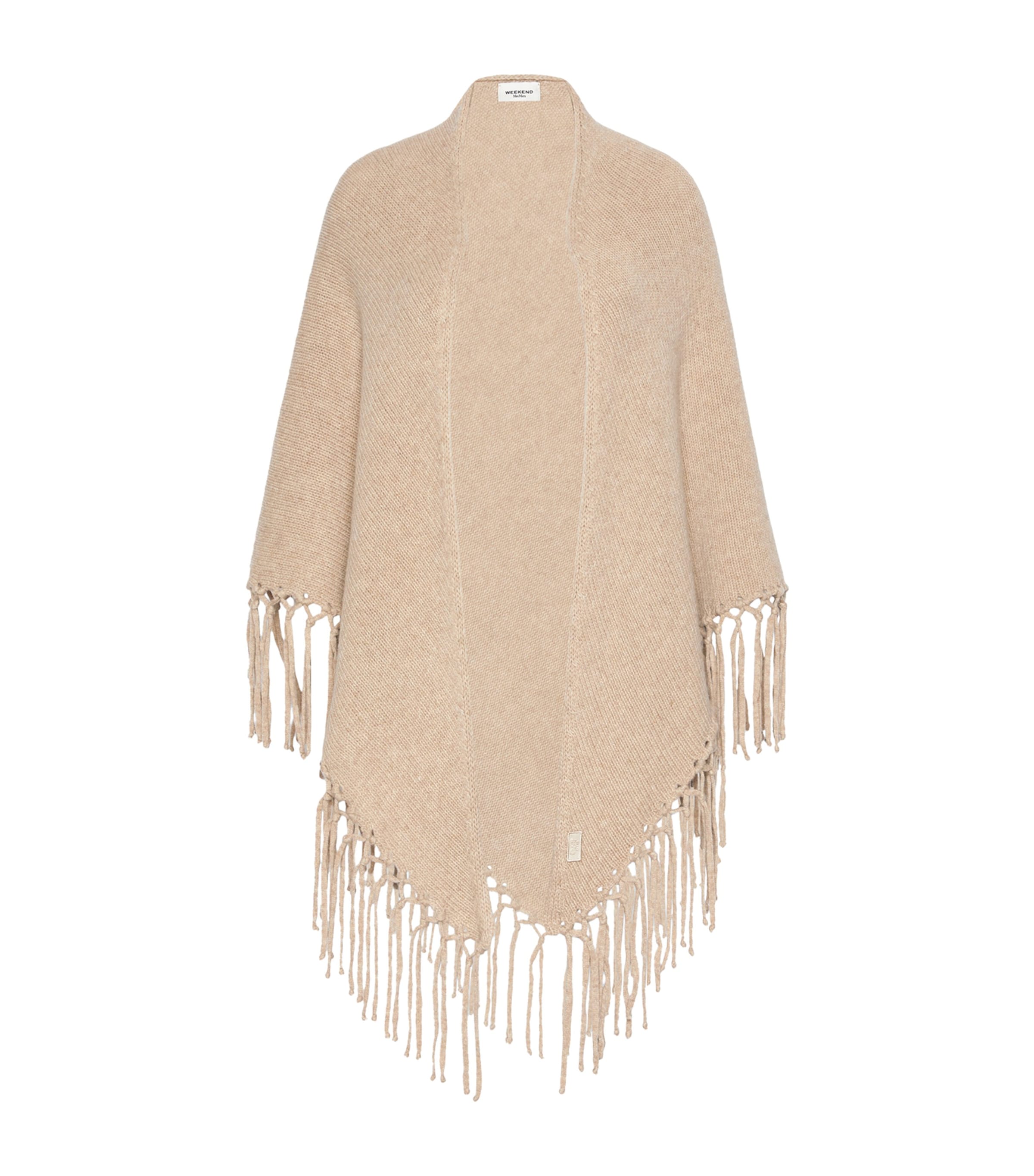 Weekend Max Mara Womens Virgin Wool Fringed Shawl Caramel Image 1