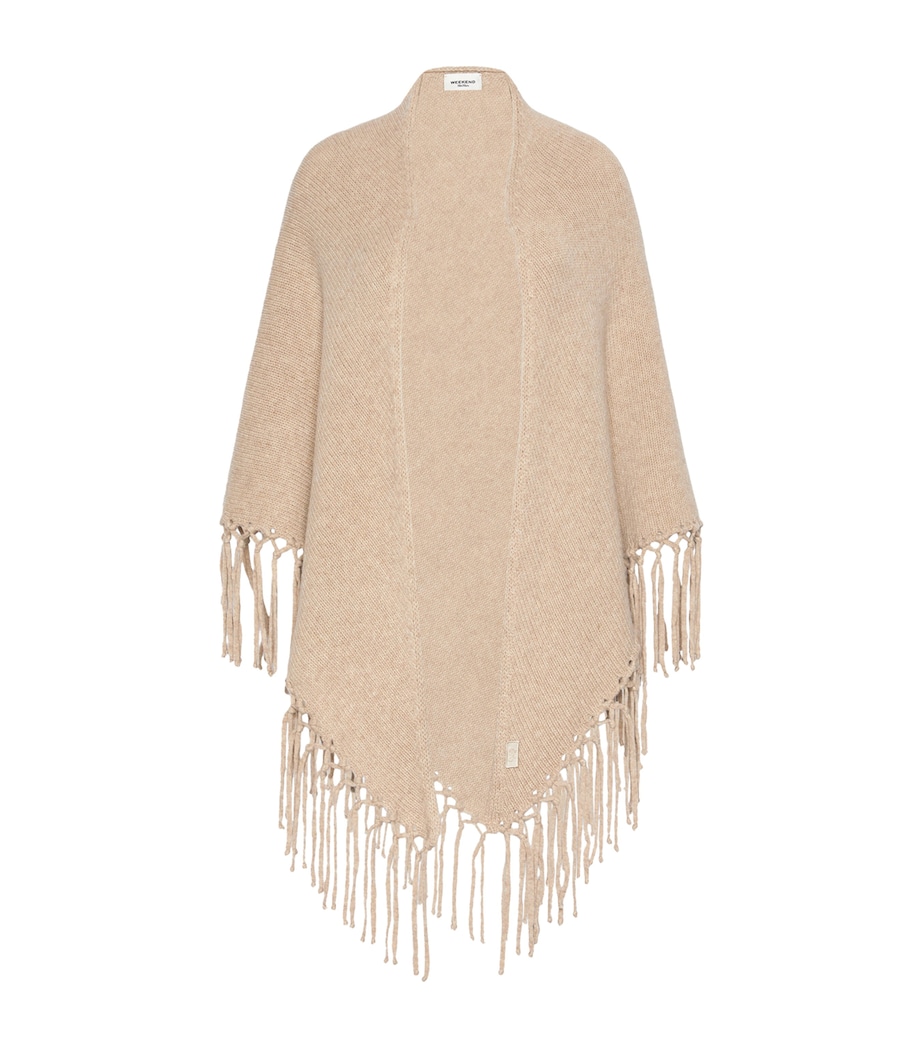 Weekend Max Mara Womens Virgin Wool Fringed Shawl Caramel Image 1