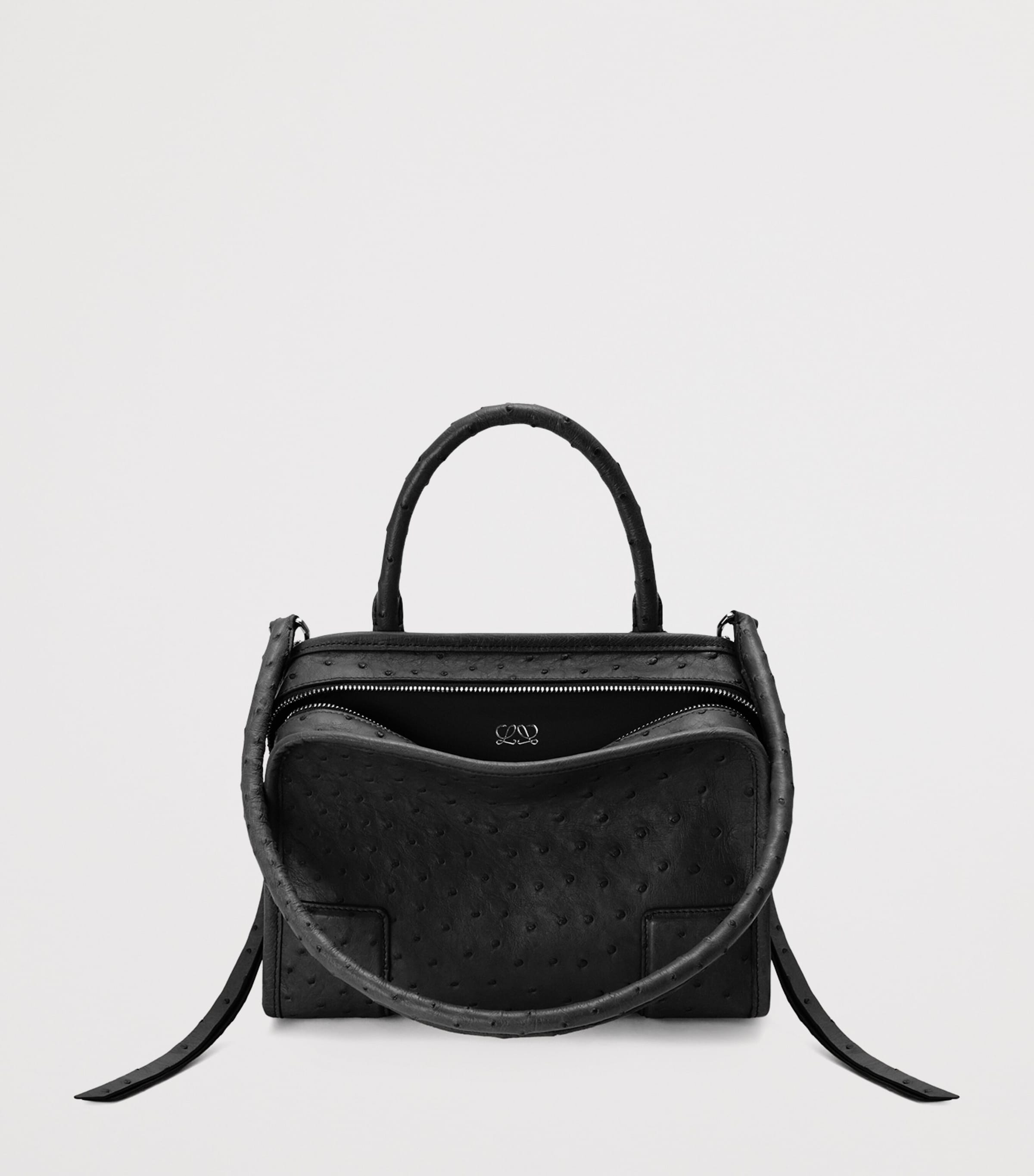 LOEWE Small Ostrich Leather Amazona 180 Top-Handle Bag Black Image 3