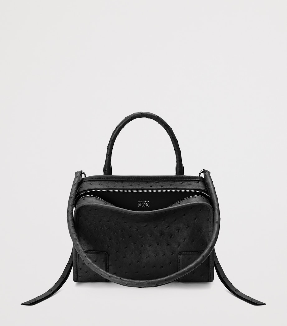 LOEWE Small Ostrich Leather Amazona 180 Top-Handle Bag Black Image 3