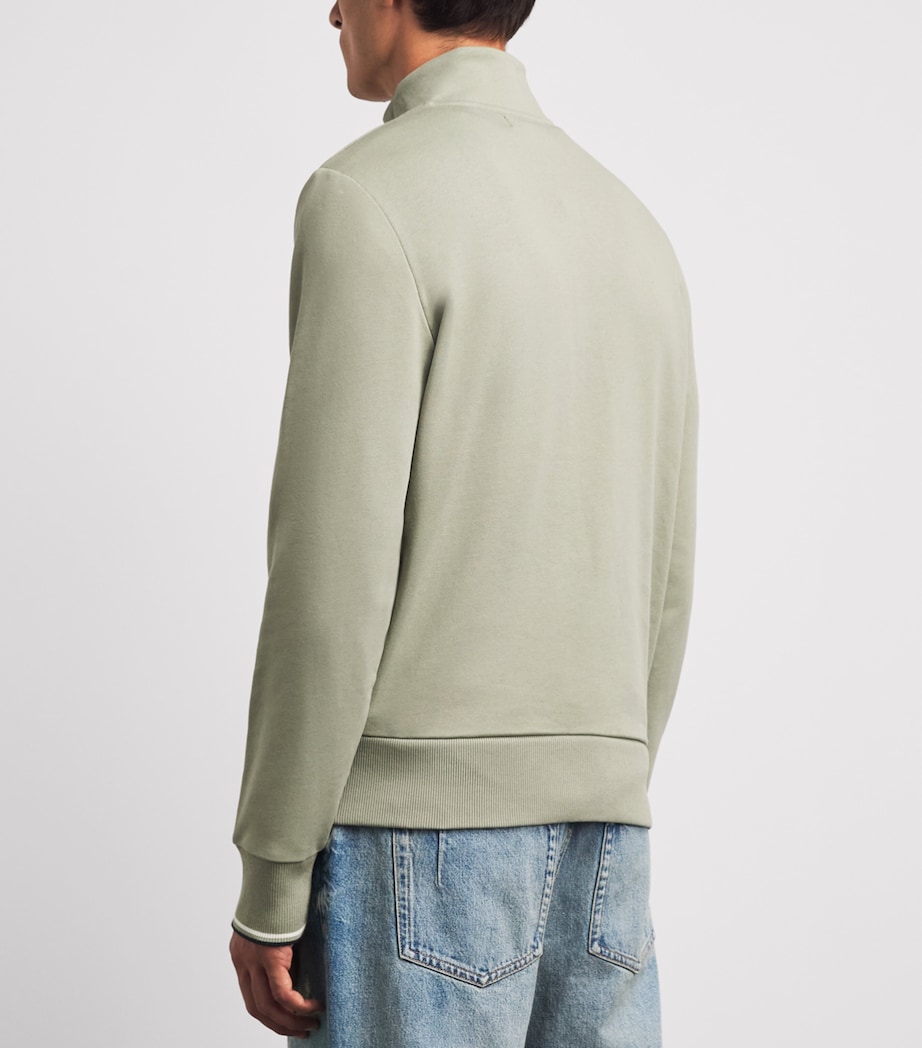 Fred Perry Mens Cotton Half-Zip Sweatshirt Seagrs/ecr/dkair Image 5