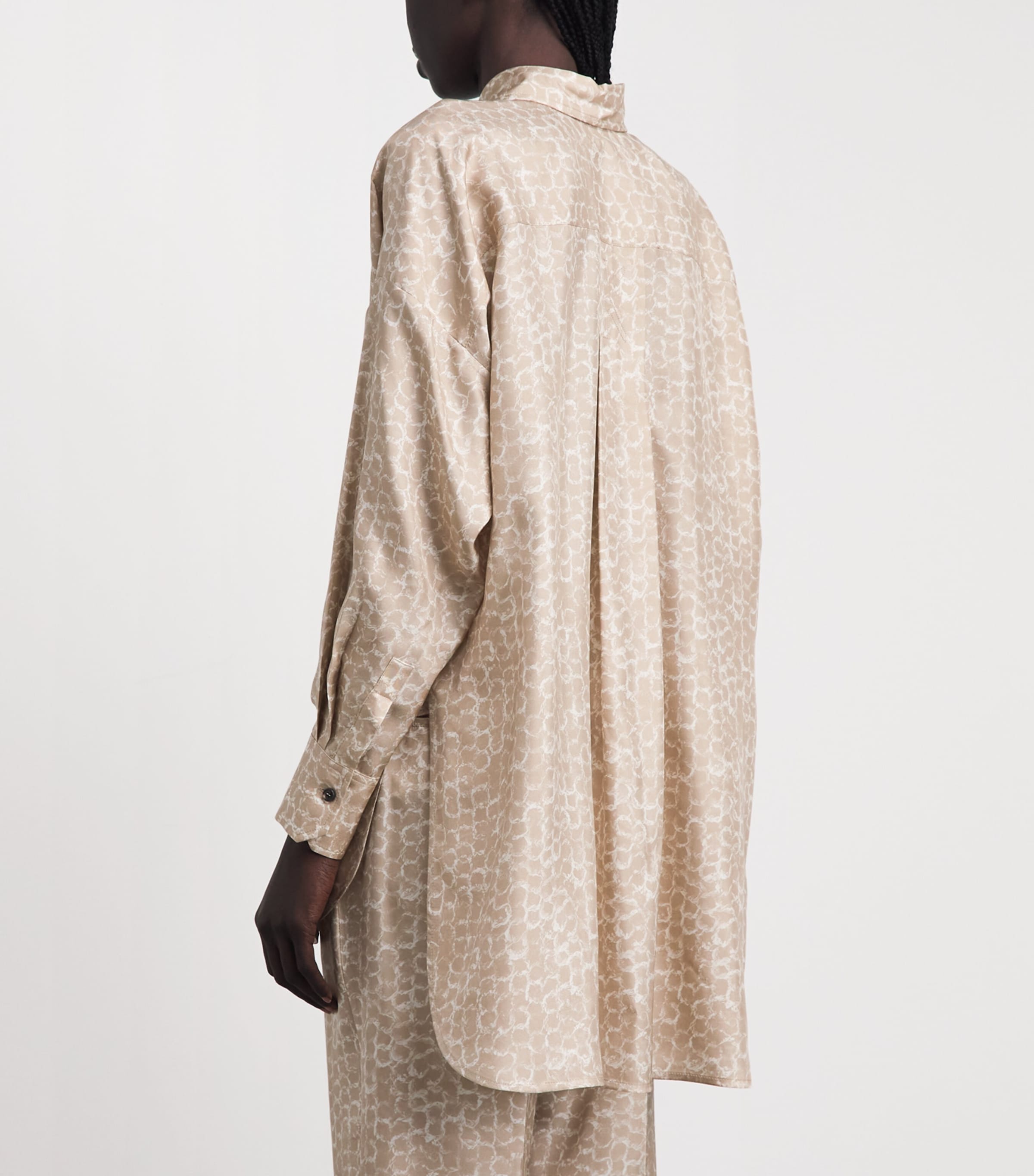 Kiton Womens Silk Printed Shirt Light Beige Print Image 5