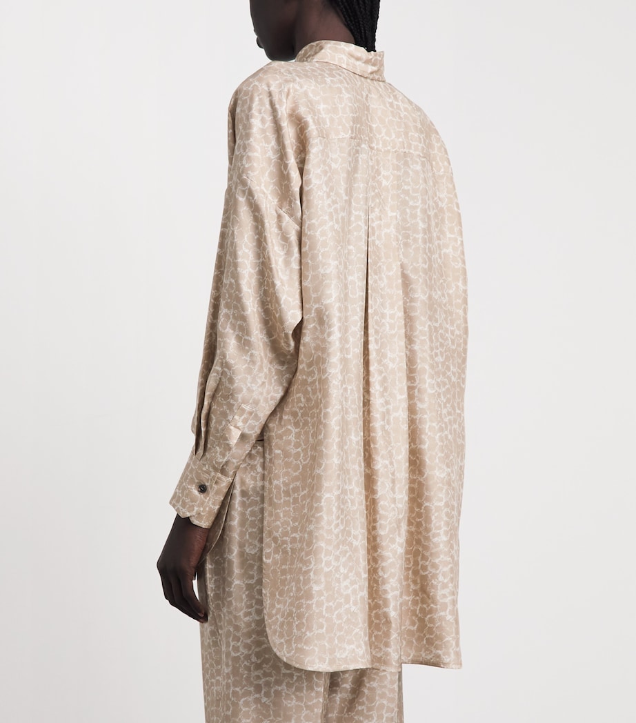 Kiton Womens Silk Printed Shirt Light Beige Print Image 5