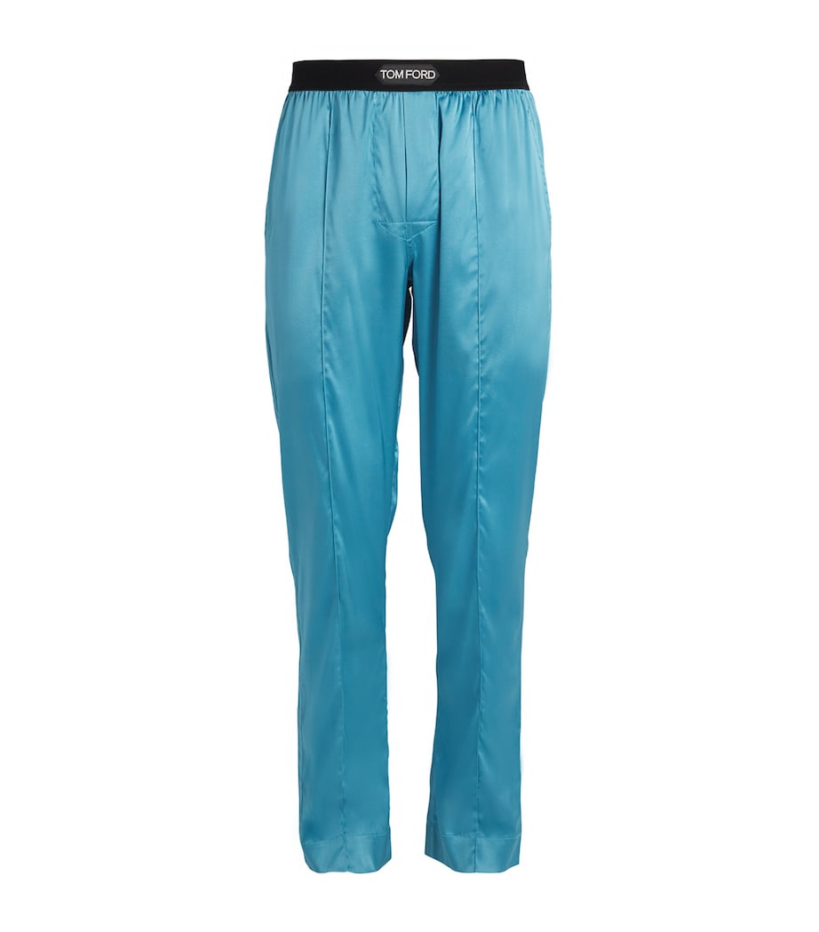 TOM FORD Mens Stretch-Silk Pyjama Trousers Azure Image 1