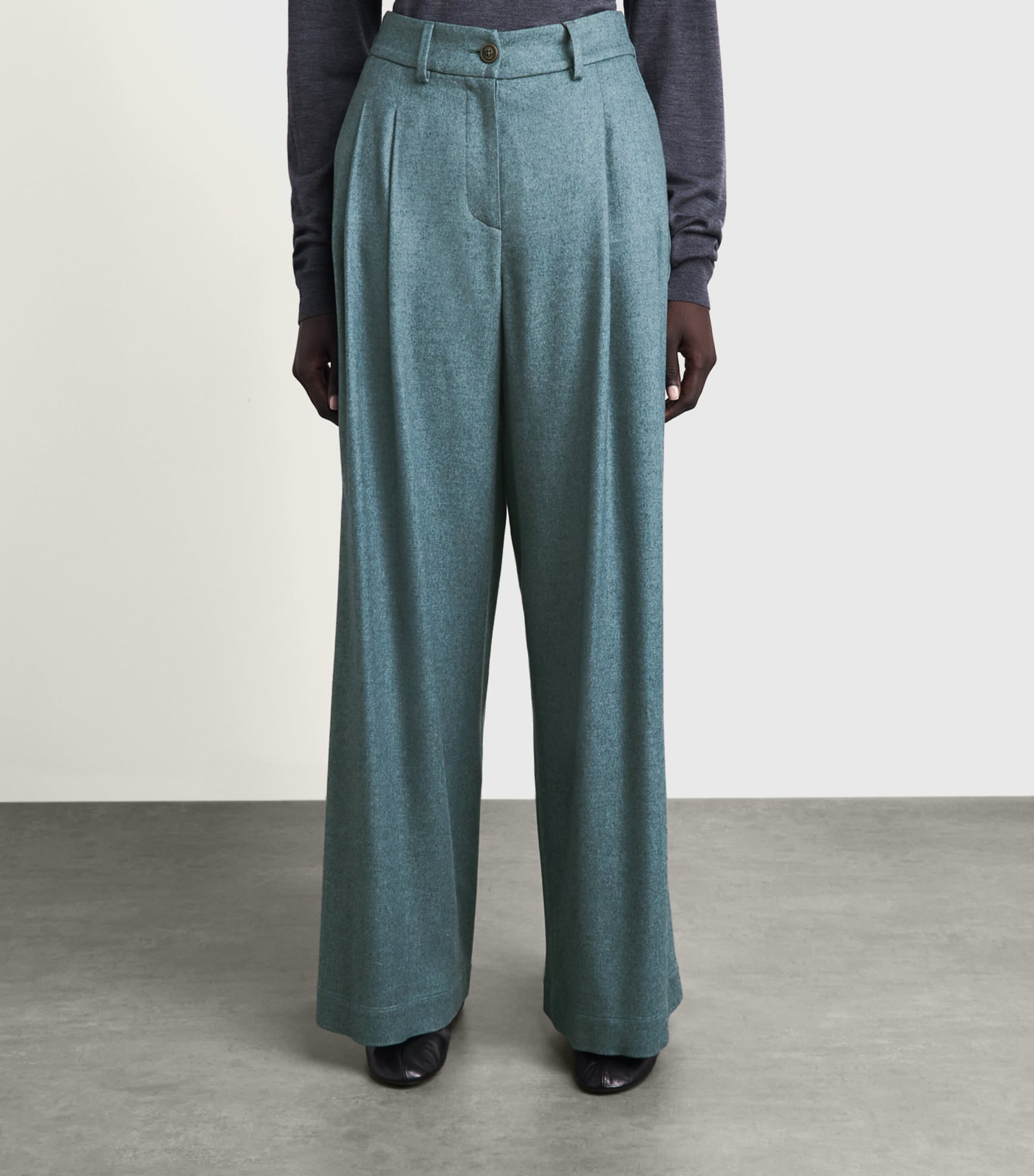 Colombo Womens Silk-Cashmere Wide-Leg Trousers Light Blue Image 4
