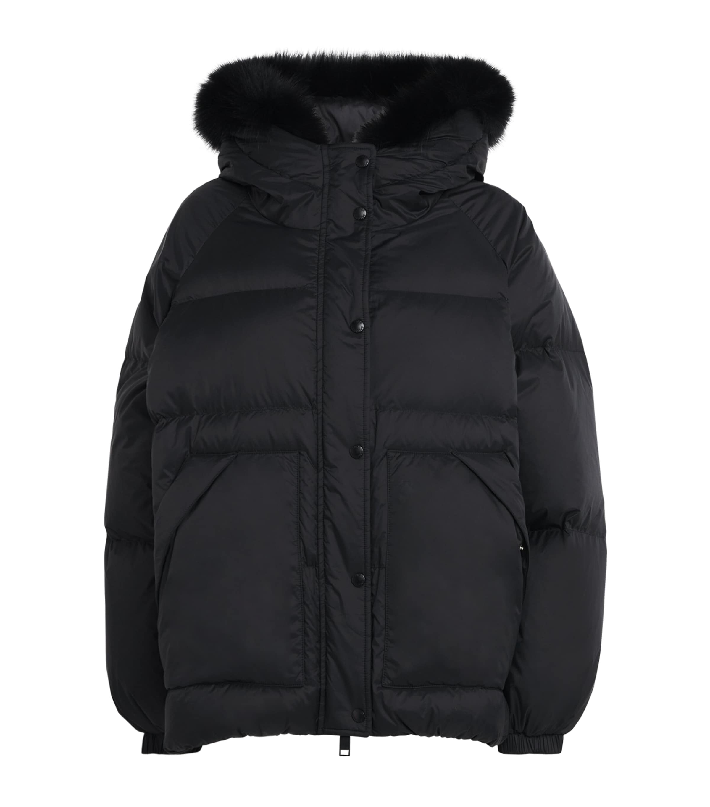Yves Salomon Down-fur Technical Puffer Jacket In Black