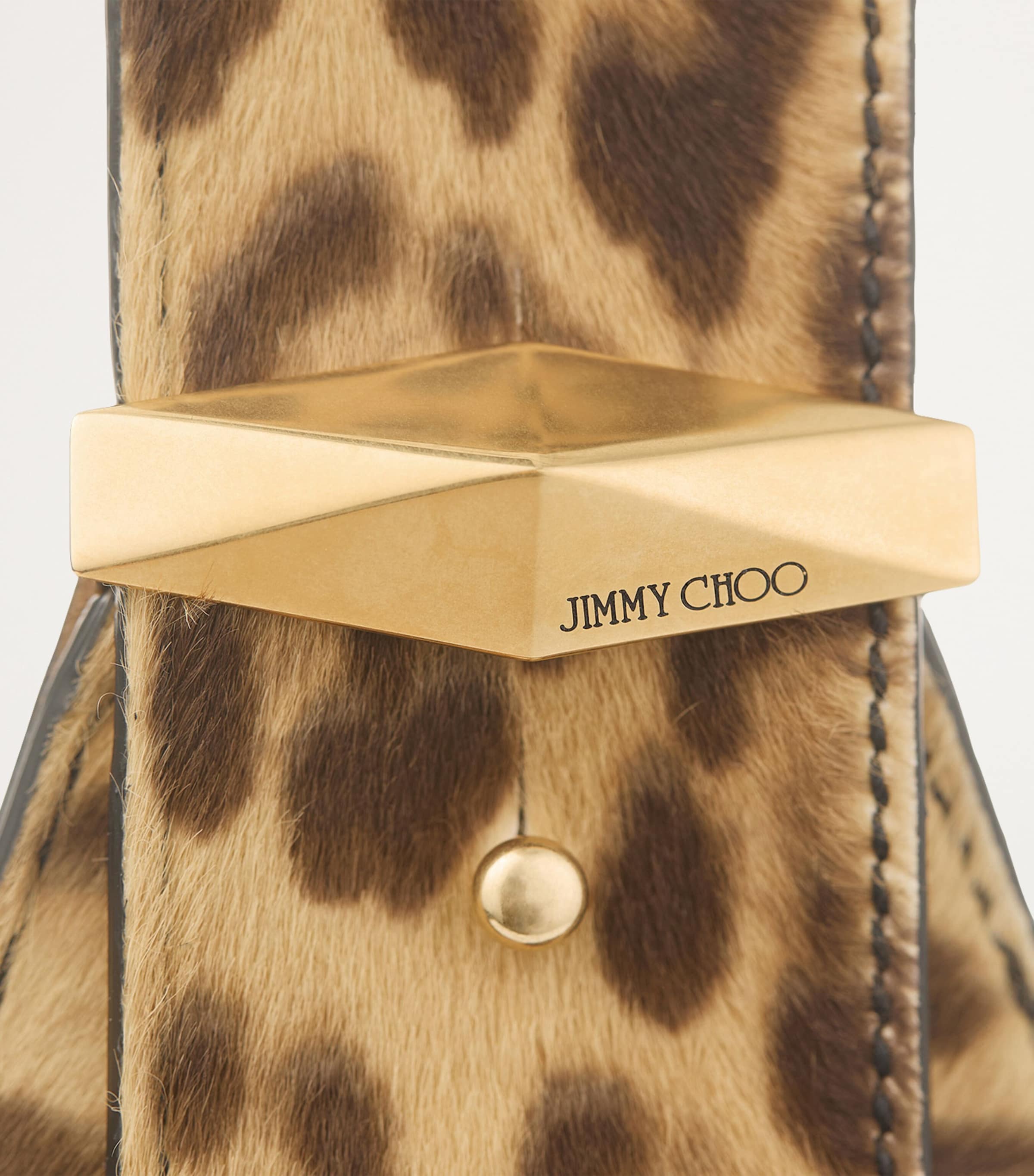 Small Leather Leopard Diamond Shoulder Bag NATURAL/BLACK/GOLD Image 5