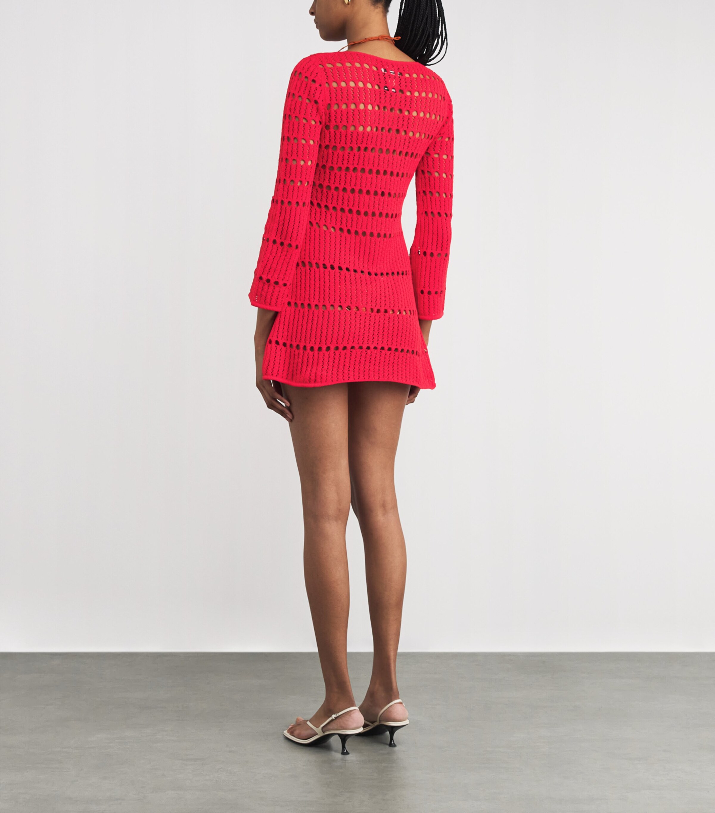 ESCVDO Womens Cotton Knitted Mishi Mini Dress Red Image 3