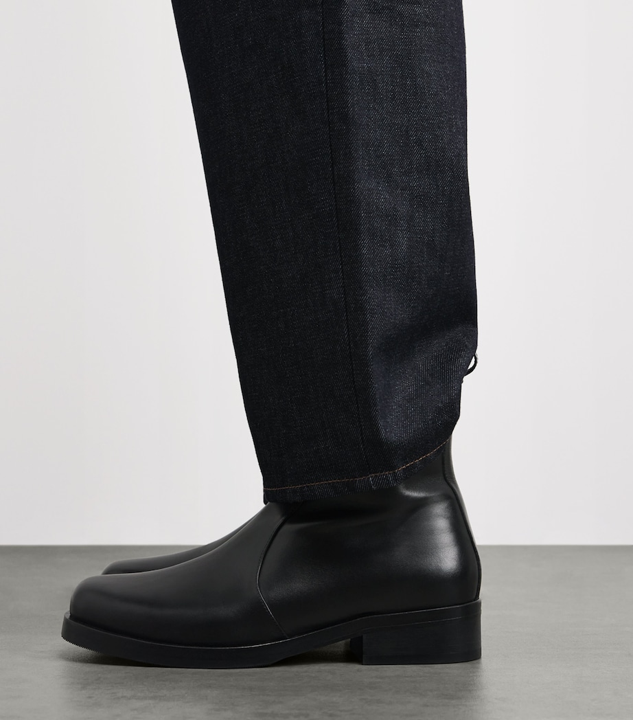 Leather Square-Toe Boots BLACK Image 2