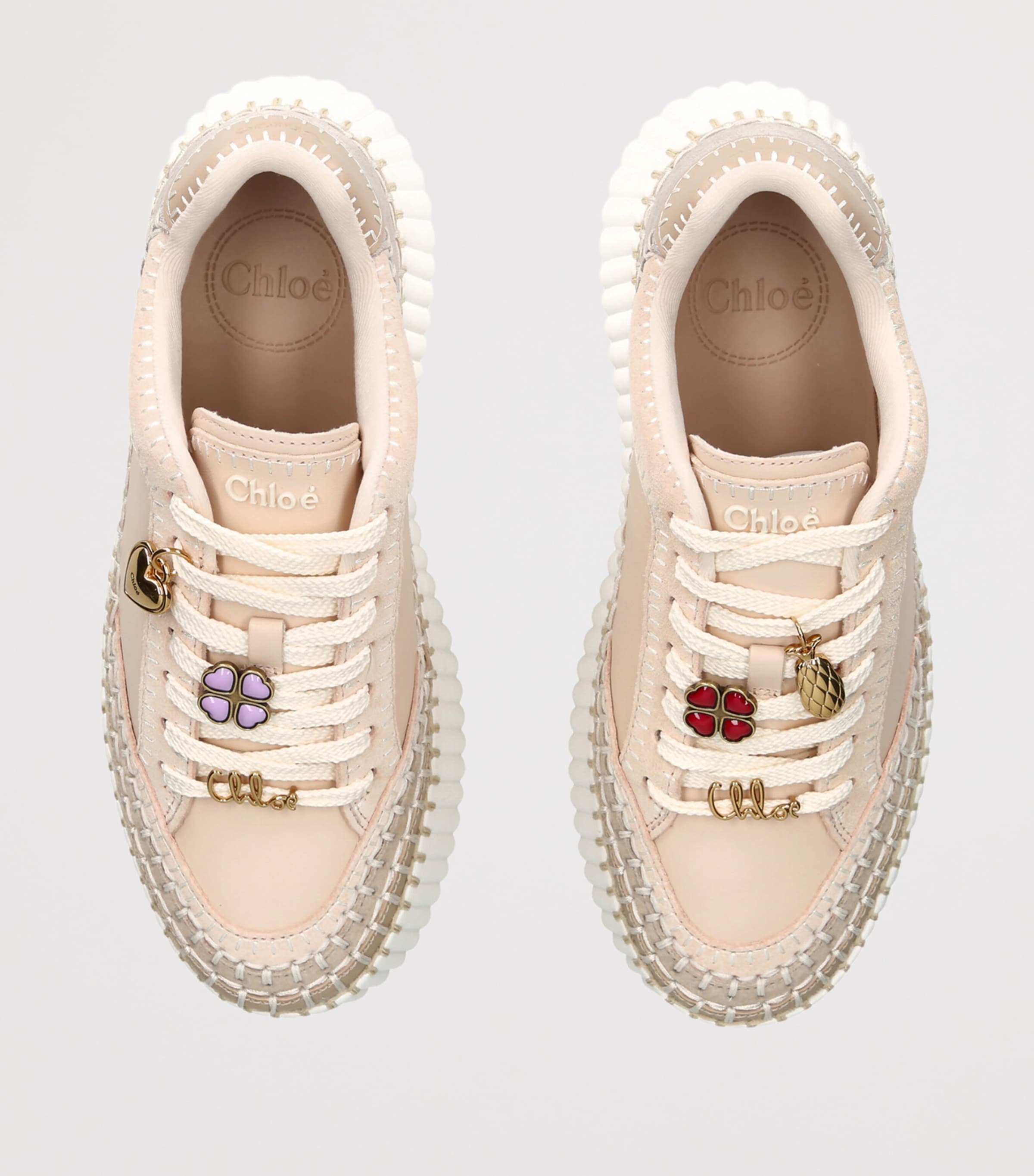 Chloé Leather Nama Runner Platform Sneakers Grey/other Image 3