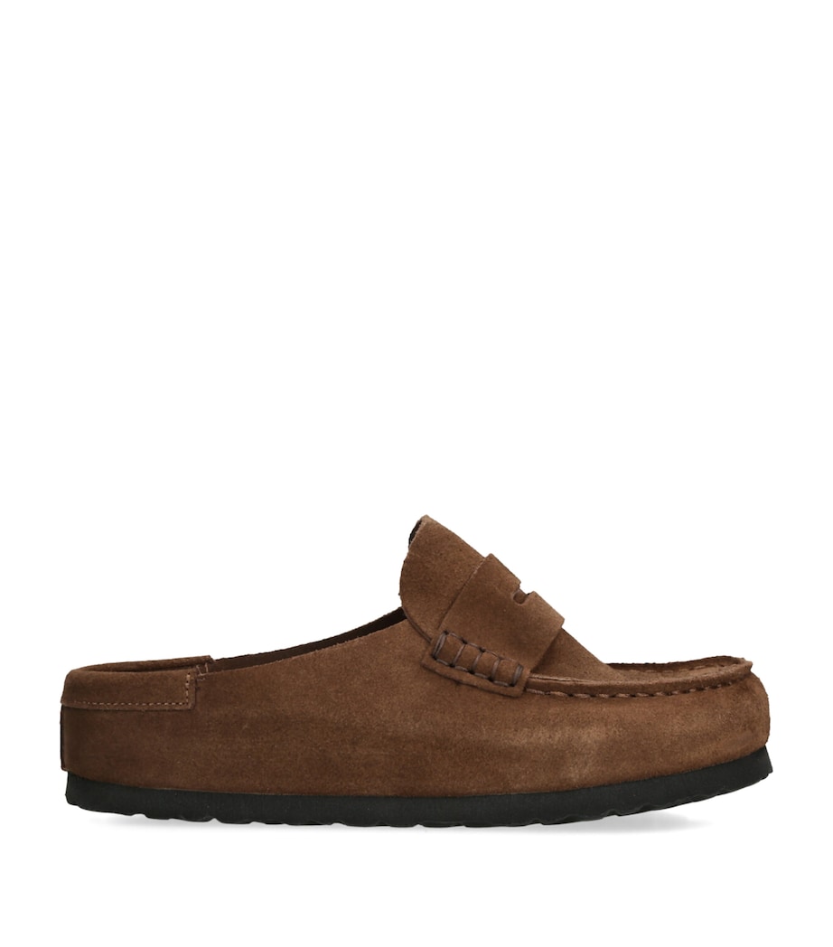 Birkenstock Suede Naples Wrapped Clogs (Narrow Fit) Dark Brown Image 1
