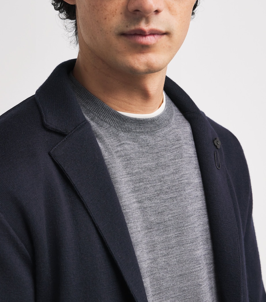 Virgin Wool Knitted Blazer 850-NAVY Image 6