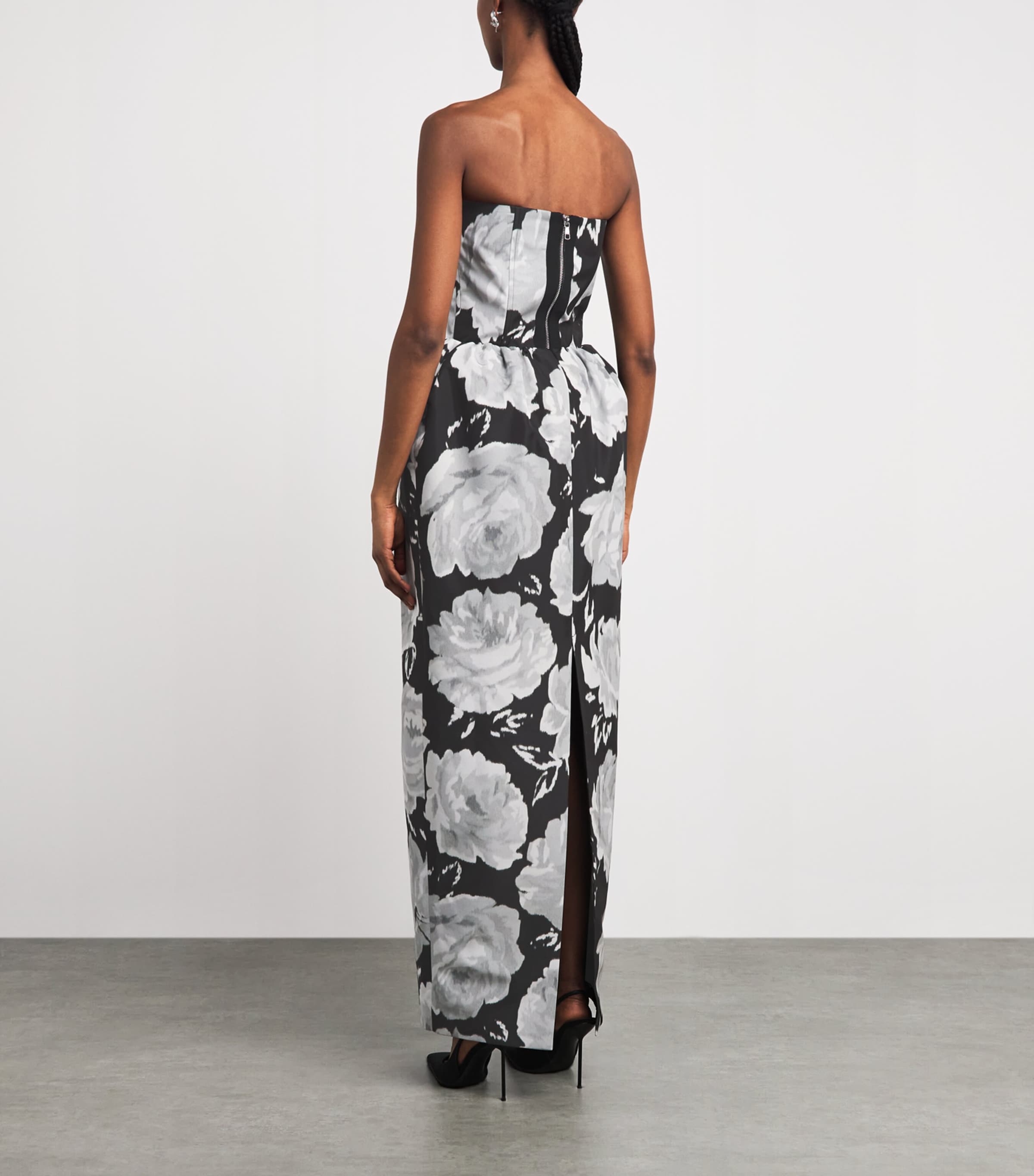 Patou Womens Floral Bustier Strapless Gown Night Garden Image 4